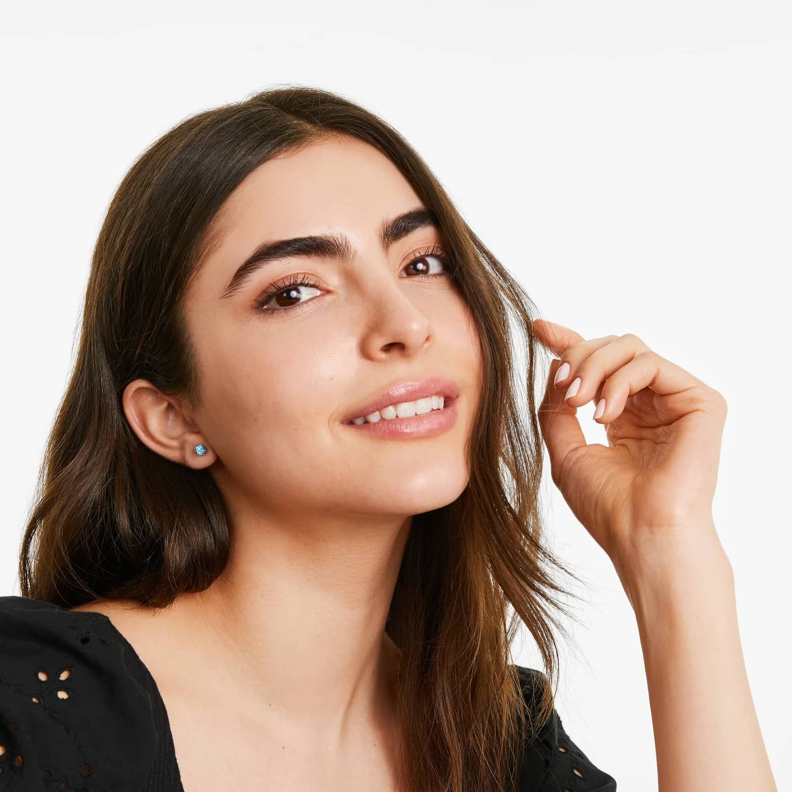 Blue Topaz Birthstone Earrings In 14K White Gold