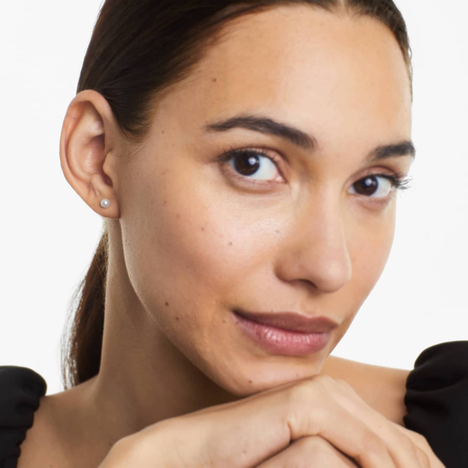 Cultured Freshwater Pearl Birthstone Earrings In 14K White Gold