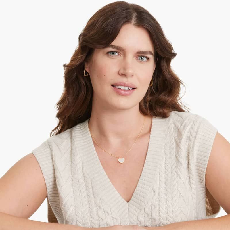 14K Yellow Gold Heart Shaped Mother of Pearl Pendant Necklace