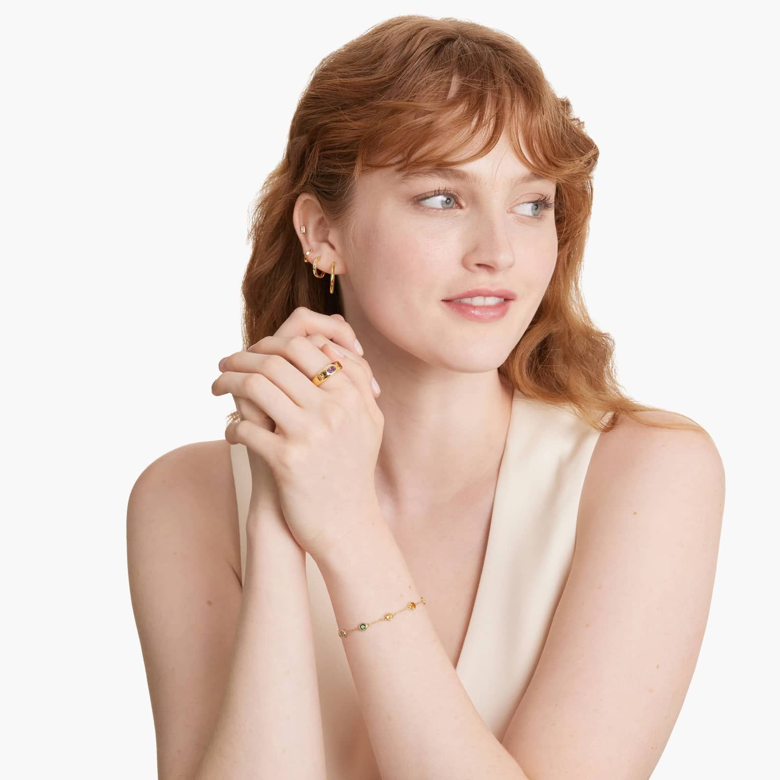 14K Yellow Gold Radiant Reflections Multi-Gemstone Station Bracelet