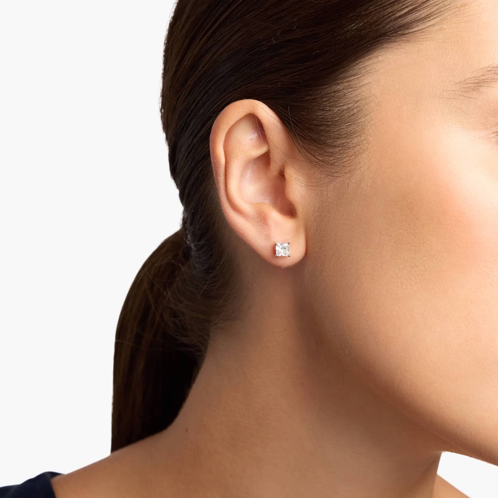 Princess Cut Diamond Stud Earrings in 14k White Gold (1 ct. tw.)