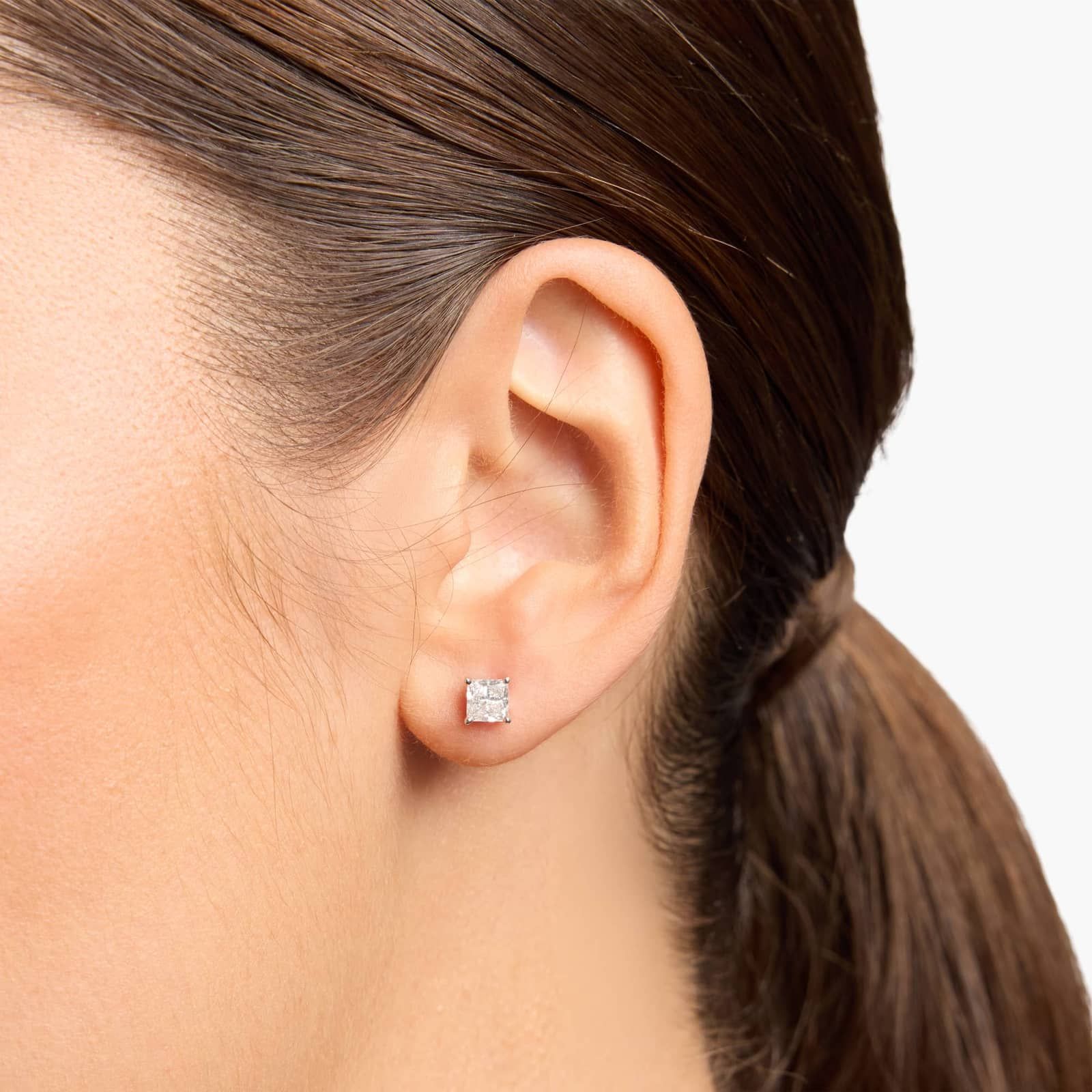 Princess Cut Diamond Stud Earrings in 14k White Gold (1 ct. tw.)