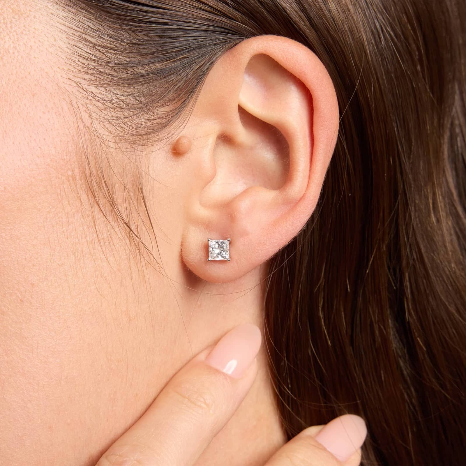 Princess Cut Diamond Stud Earrings in Platinum (3/4 ct. tw.)