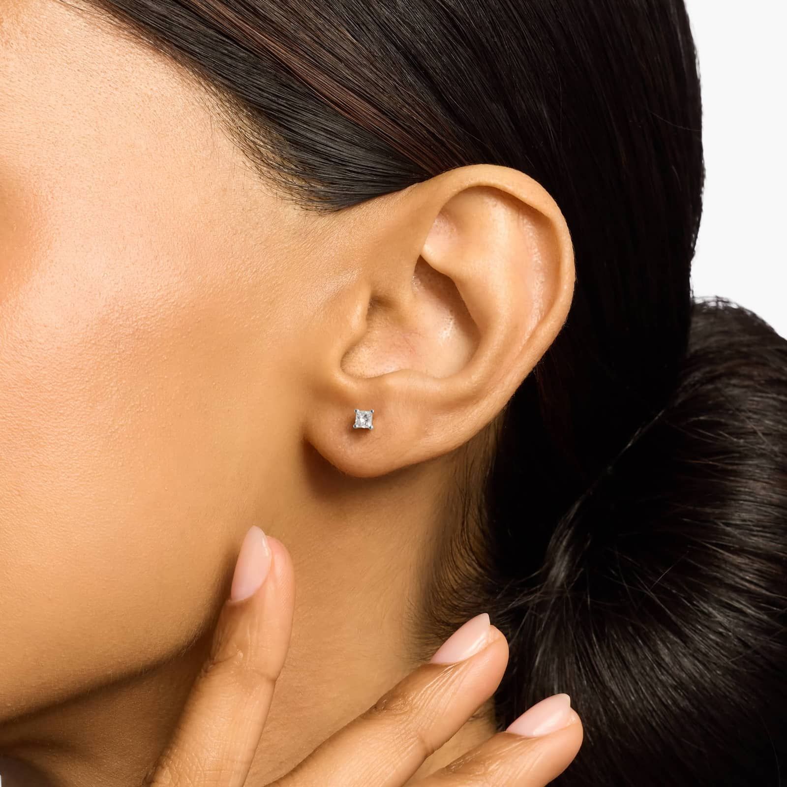 Princess Cut Diamond Stud Earrings in 14k White Gold (1/3 ct. tw.)