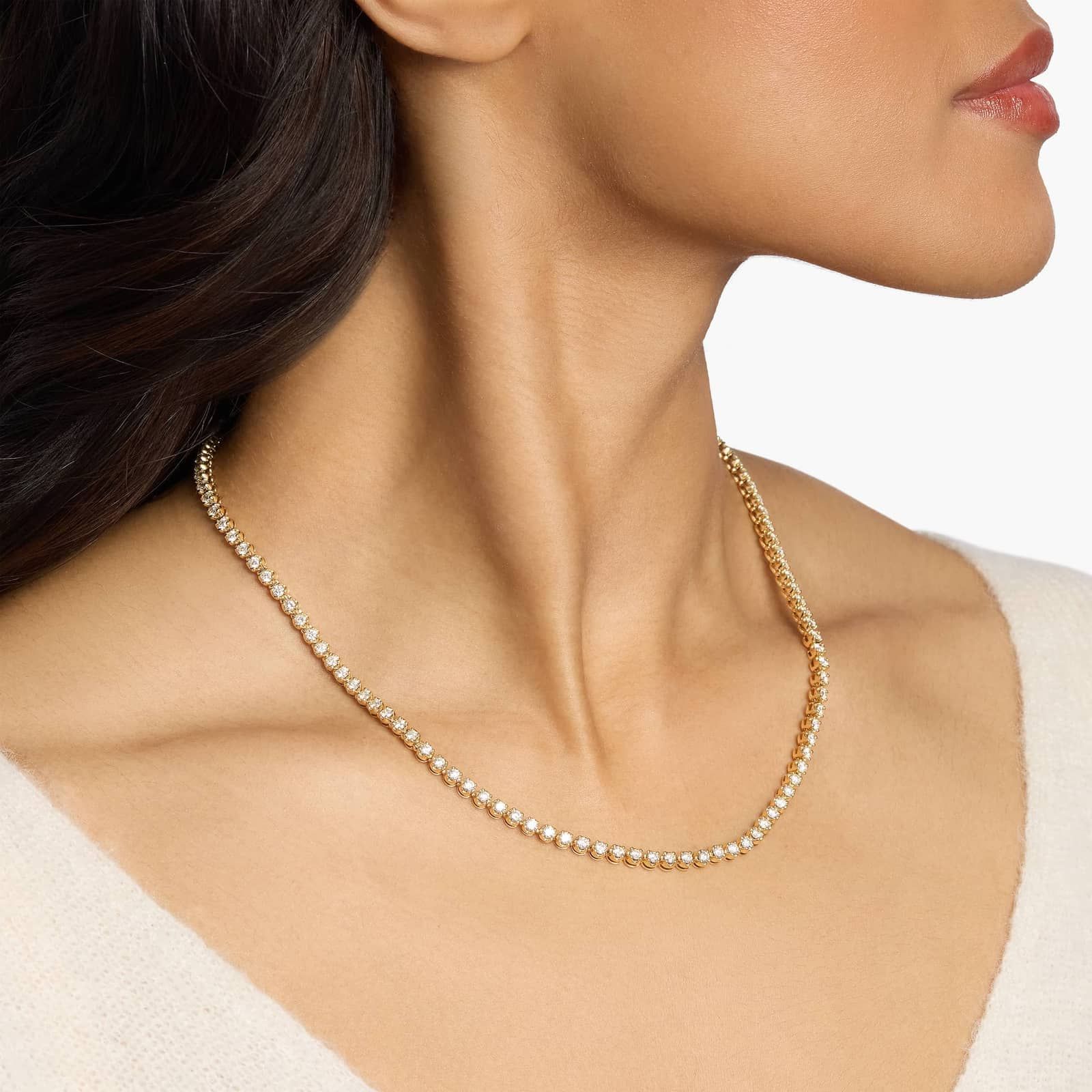 Straight Eternity Necklace in Yellow Gold (7 ct. tw.)