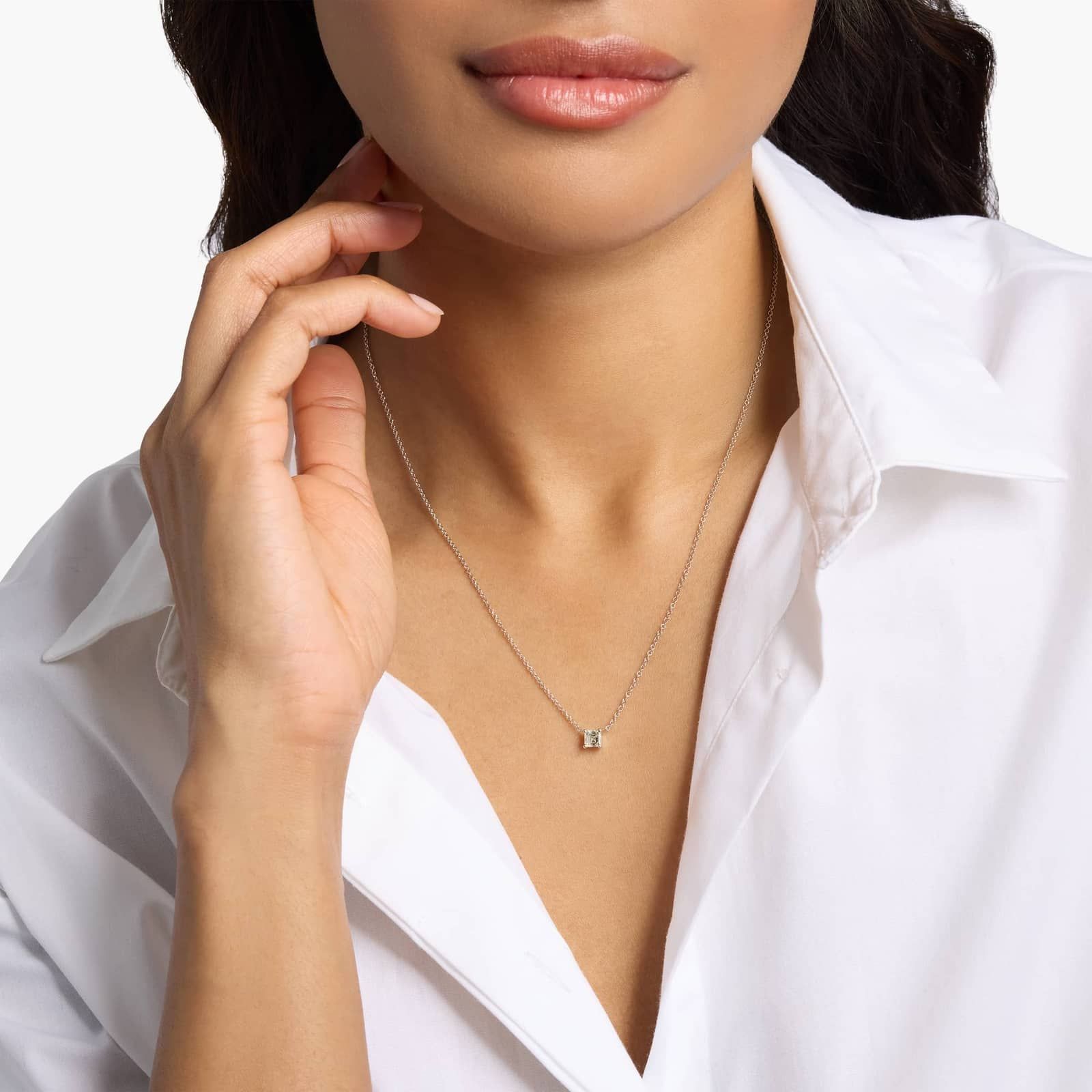 Asscher Cut Diamond Solitaire Pendant in 14k White Gold (1/2 ct. tw.)