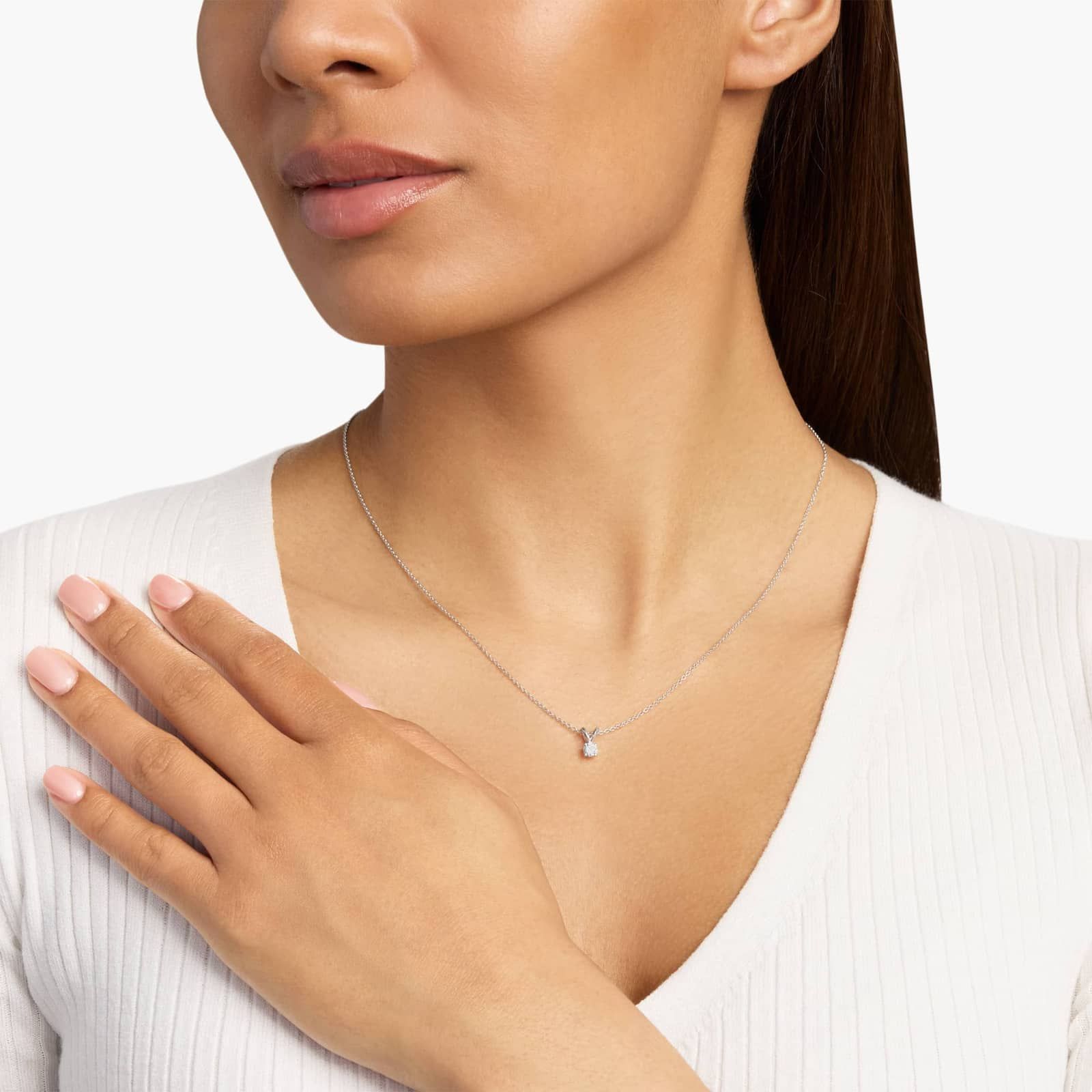 Diamond Solitaire Pendant in 14k White Gold (1/4 ct. tw.)