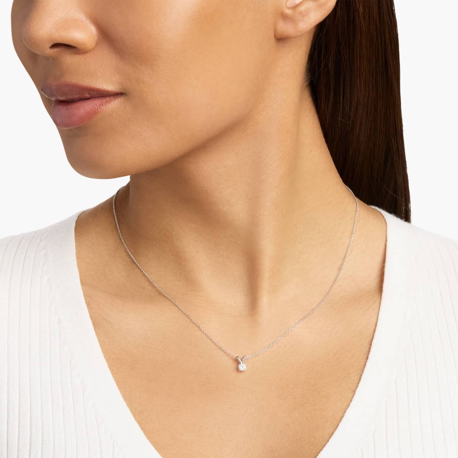 Diamond Solitaire Pendant in 14k White Gold (1/4 ct. tw.)