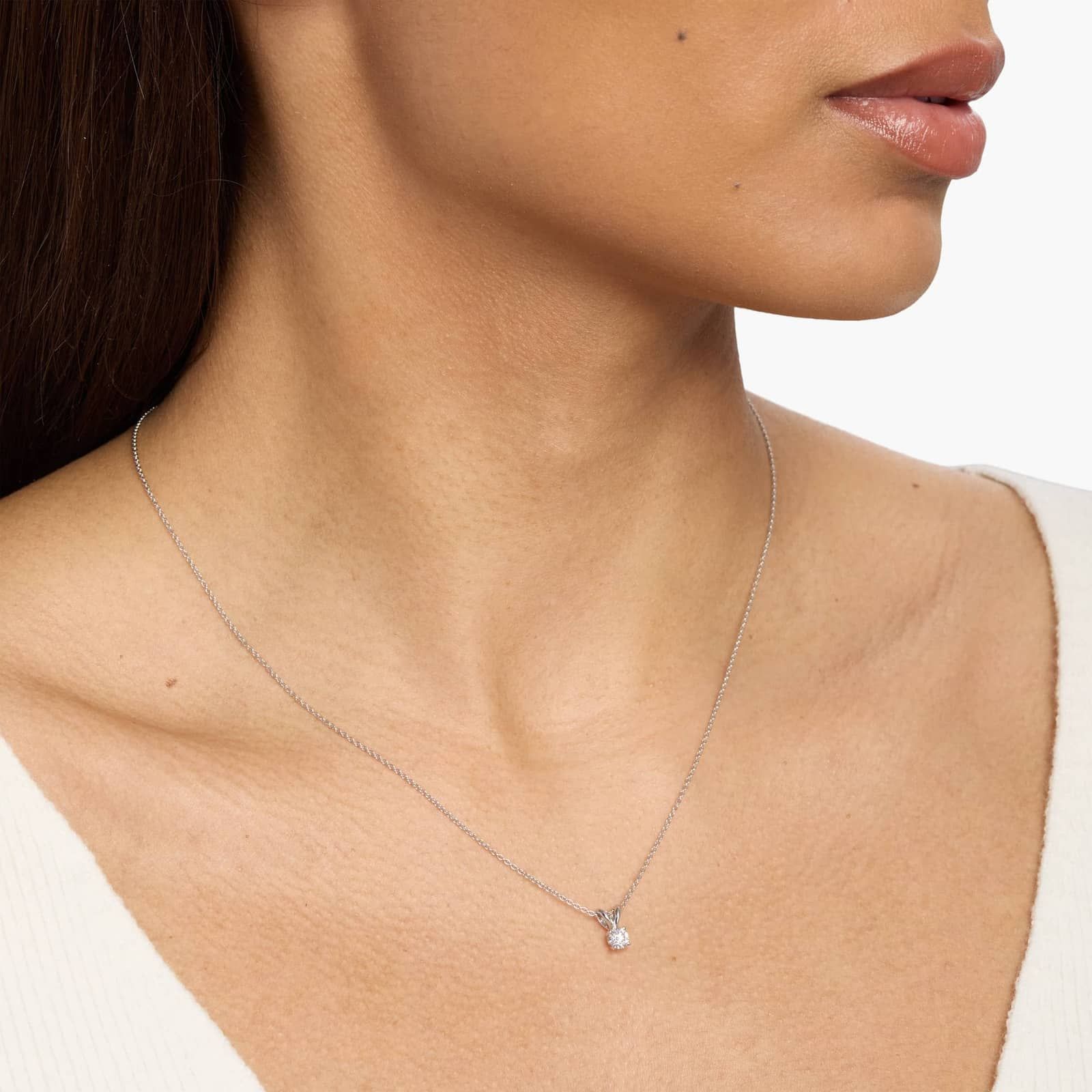 Diamond Solitaire Pendant in 14k White Gold (1/3 ct. tw.)