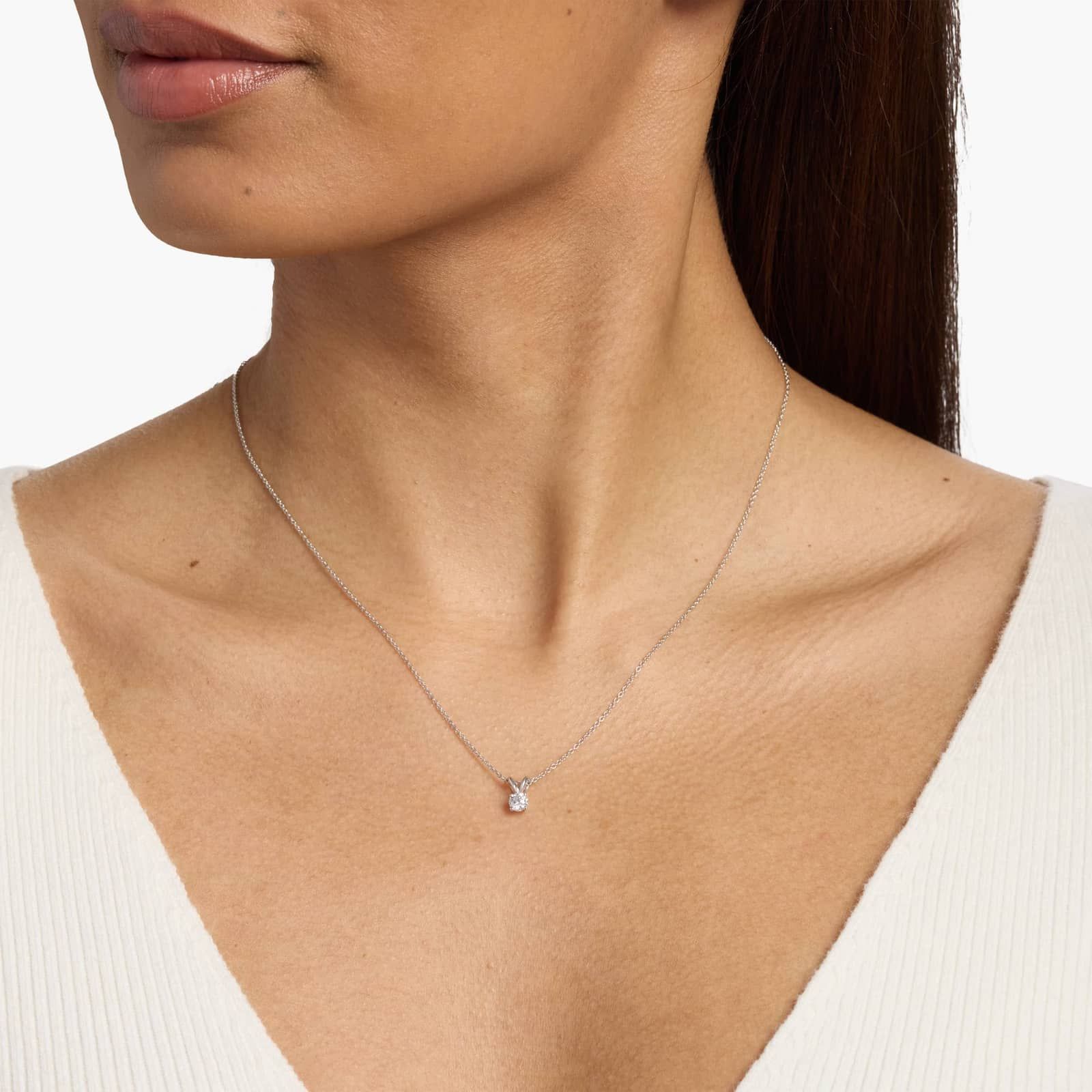 Diamond Solitaire Pendant in 14k White Gold (1/3 ct. tw.)