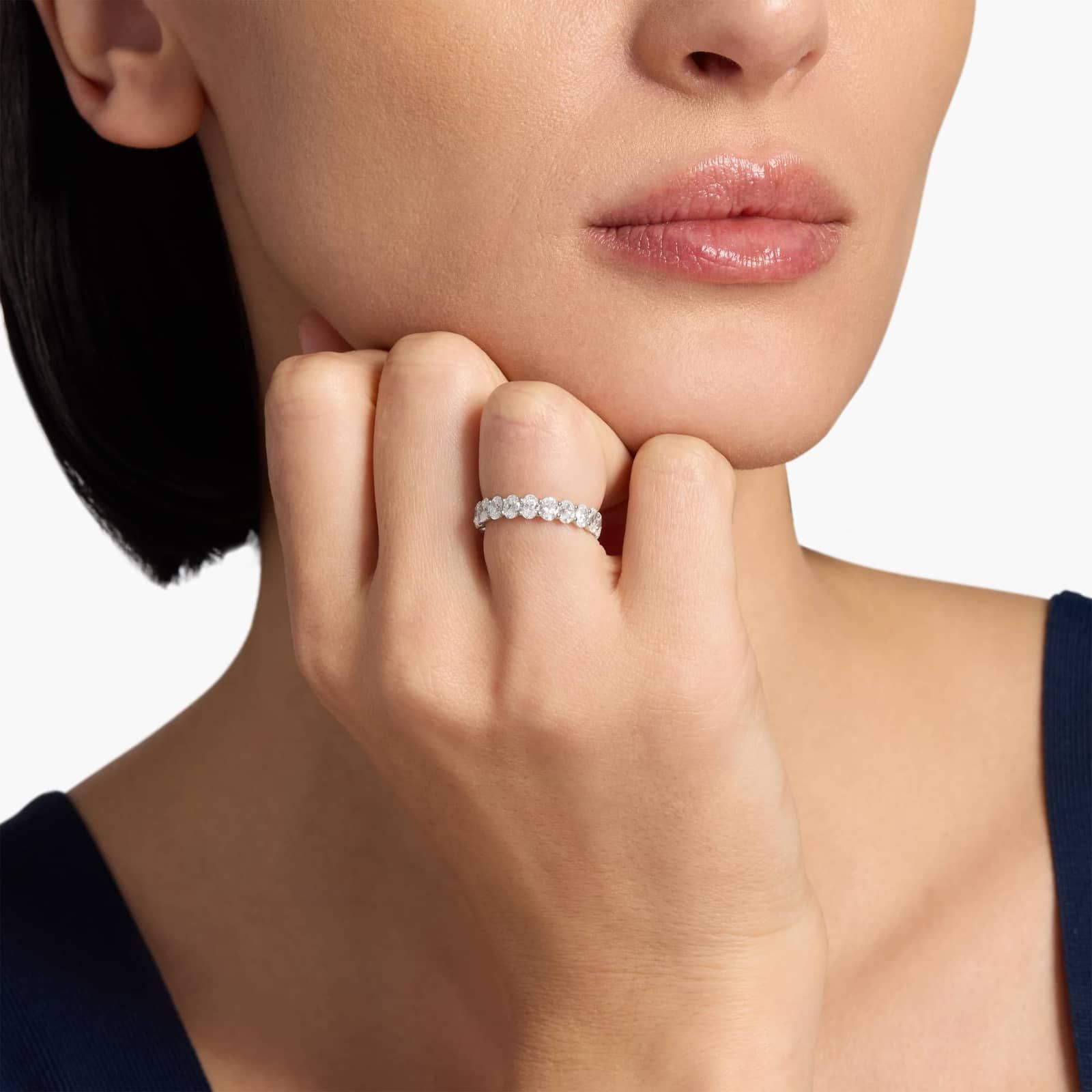 Oval Cut Eternity Ring in Platinum (3 ct. tw.)