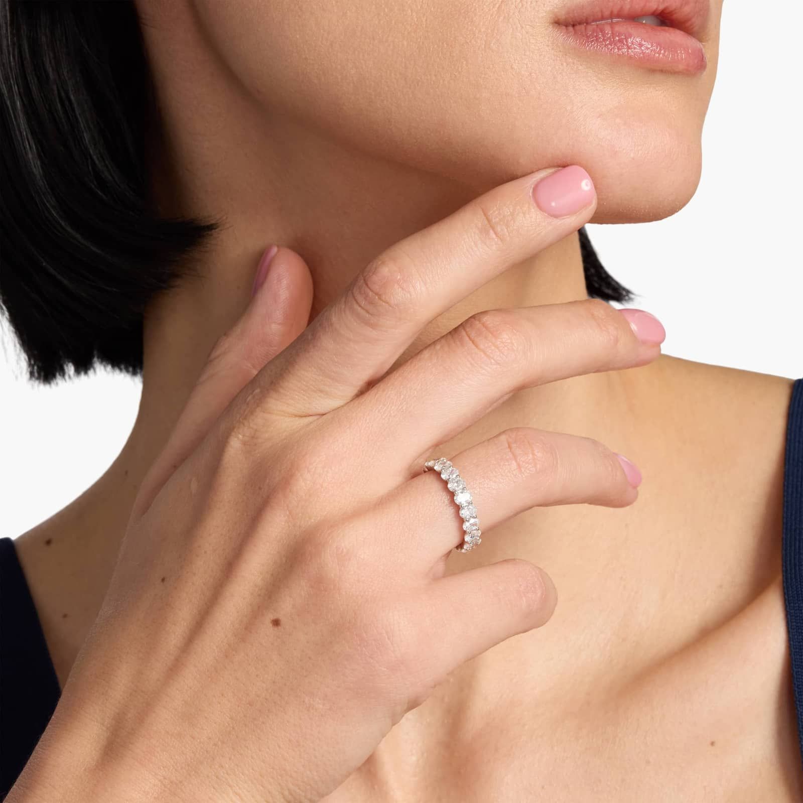 Oval Cut Eternity Ring in Platinum (3 ct. tw.)