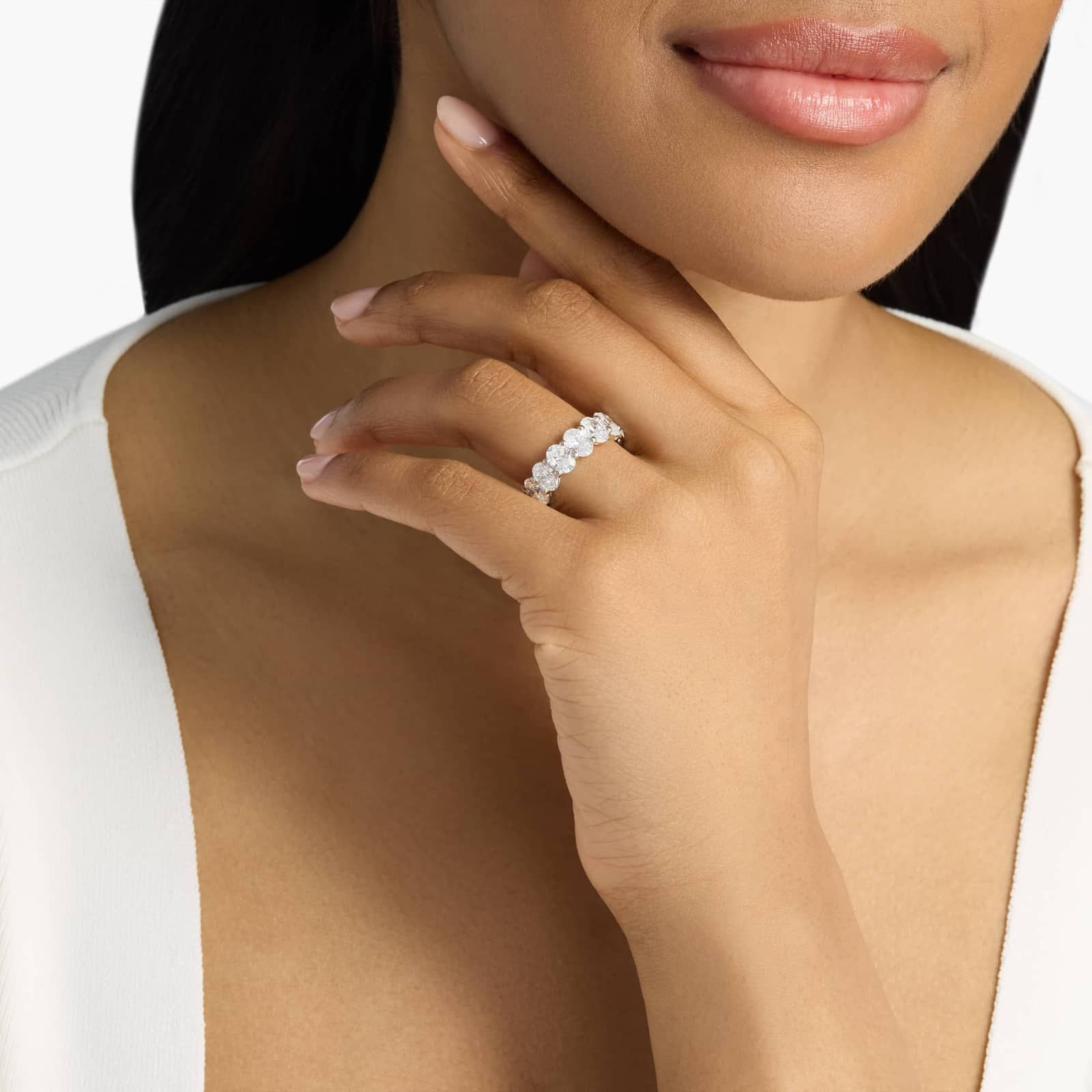 Oval Cut Eternity Ring in Platinum (7 ct. tw.)