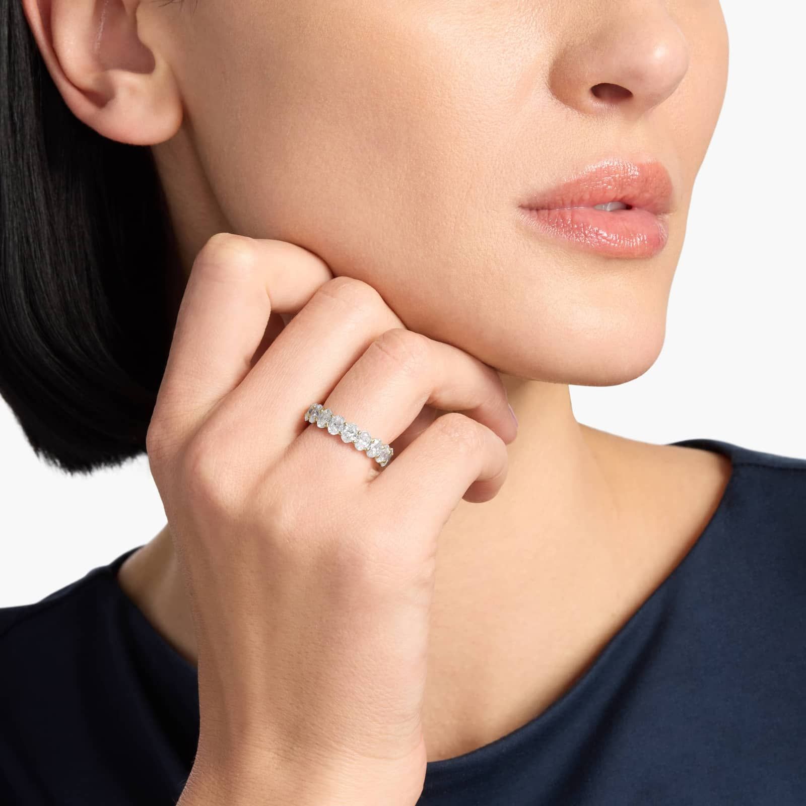 Oval Cut Eternity Ring in 18k Yellow Gold (4 ct. tw.)