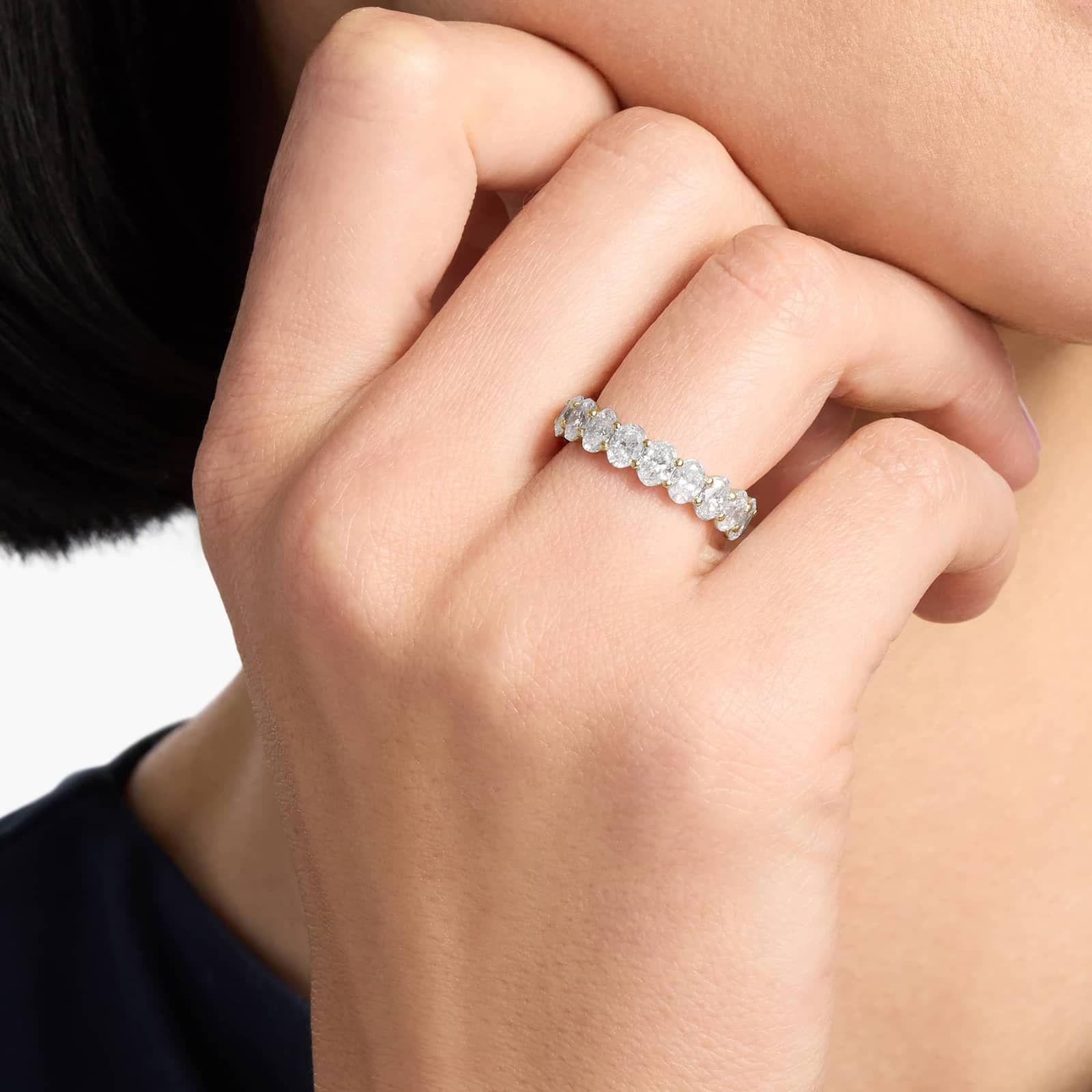 Oval Cut Eternity Ring in 18k Yellow Gold (4 ct. tw.)