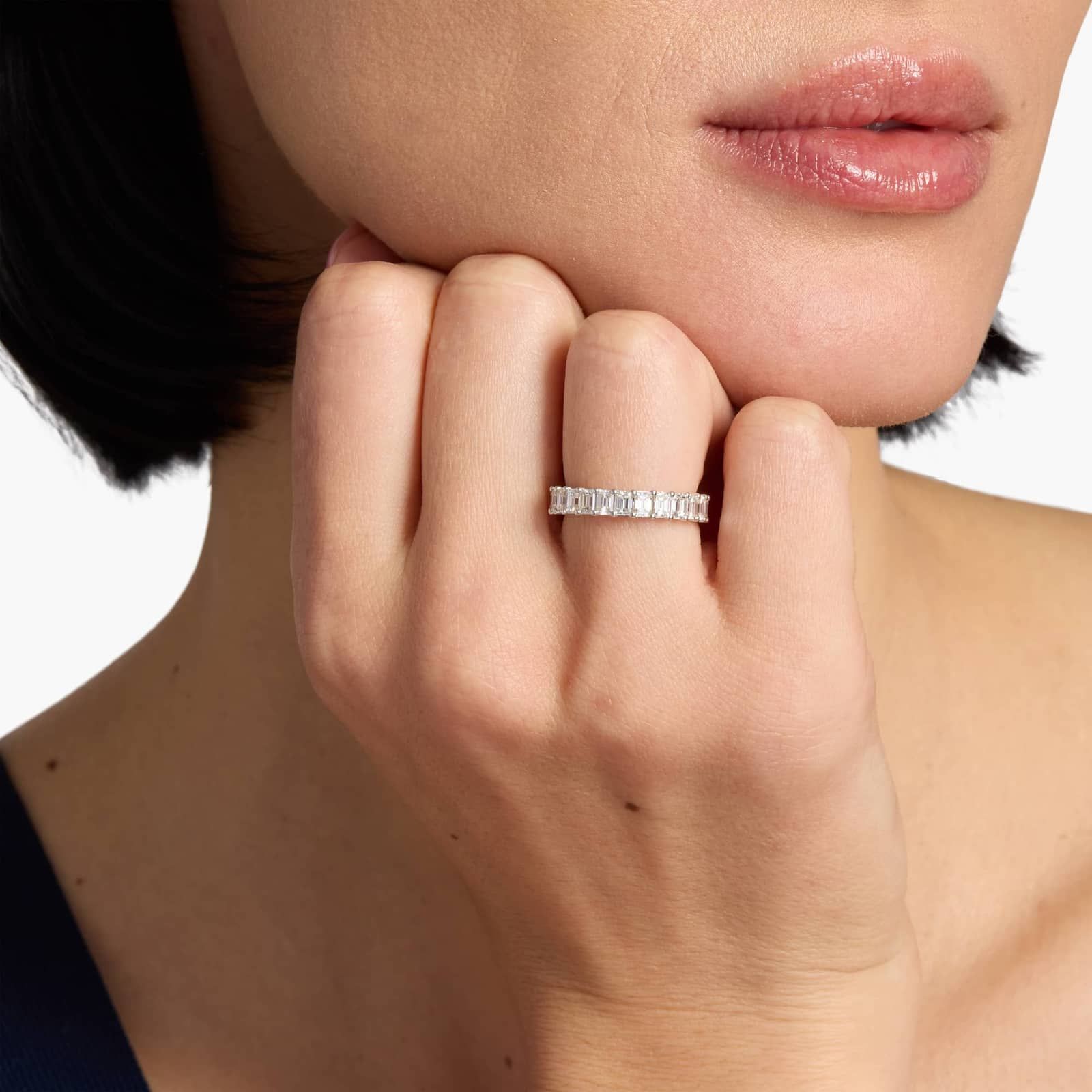 Emerald Cut Eternity Ring in Platinum (3 ct. tw.)