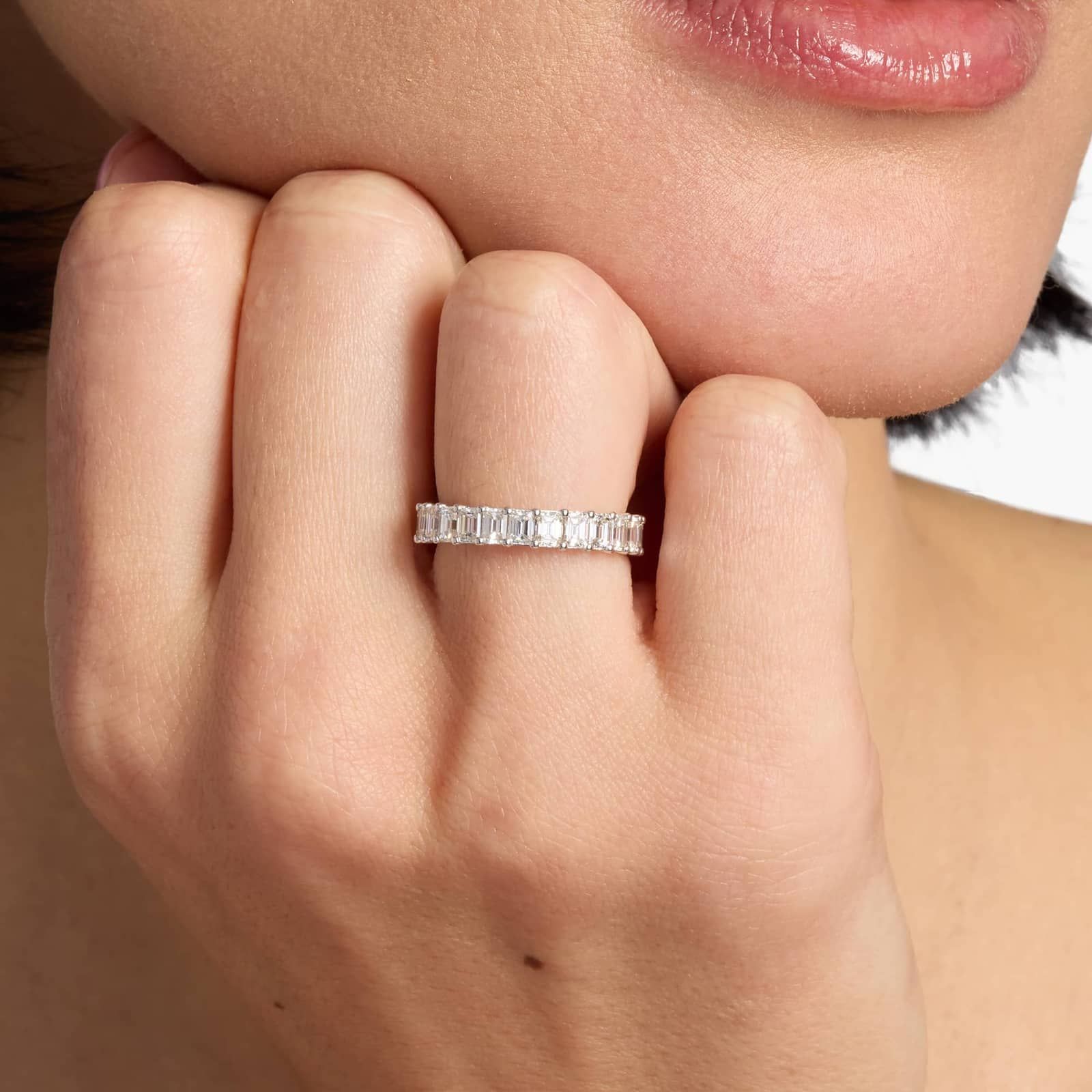 Emerald Cut Eternity Ring in Platinum (3 ct. tw.)