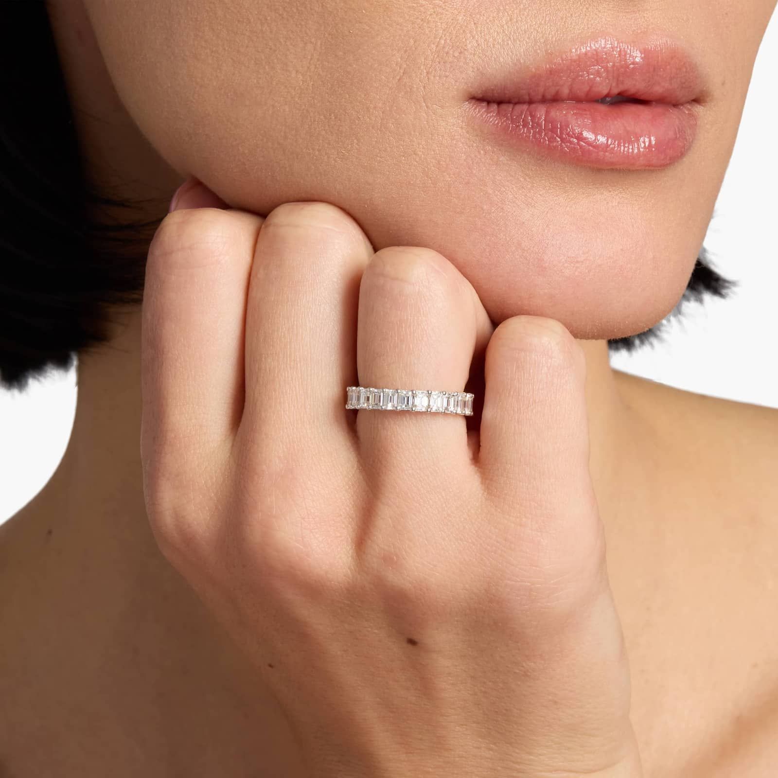 Emerald Cut Eternity Ring in Platinum (3 ct. tw.)