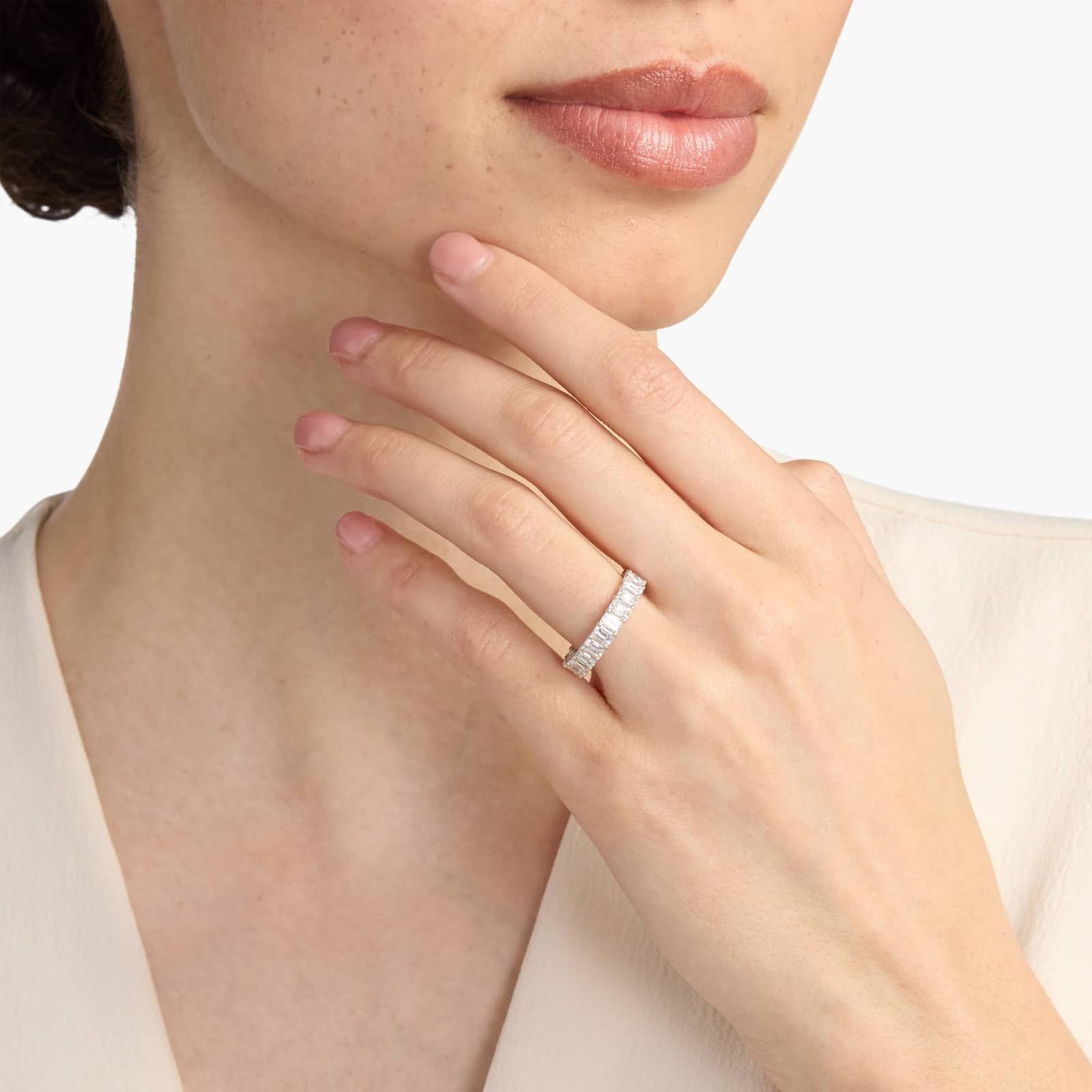 Emerald Cut Eternity Ring in Platinum (4 ct. tw.)