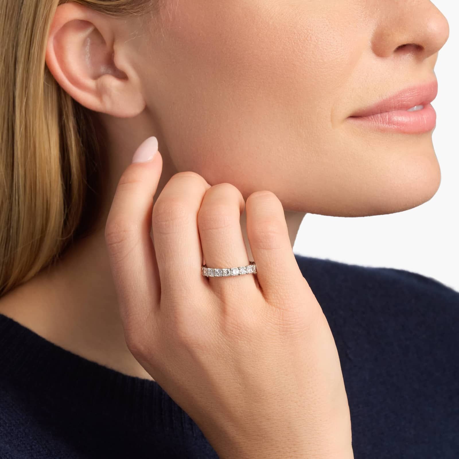 Cushion Cut Eternity Ring in Platinum (3 ct. tw.)