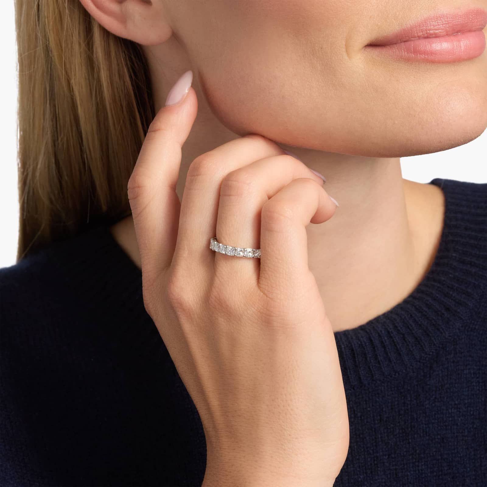 Cushion Cut Eternity Ring in Platinum (3 ct. tw.)