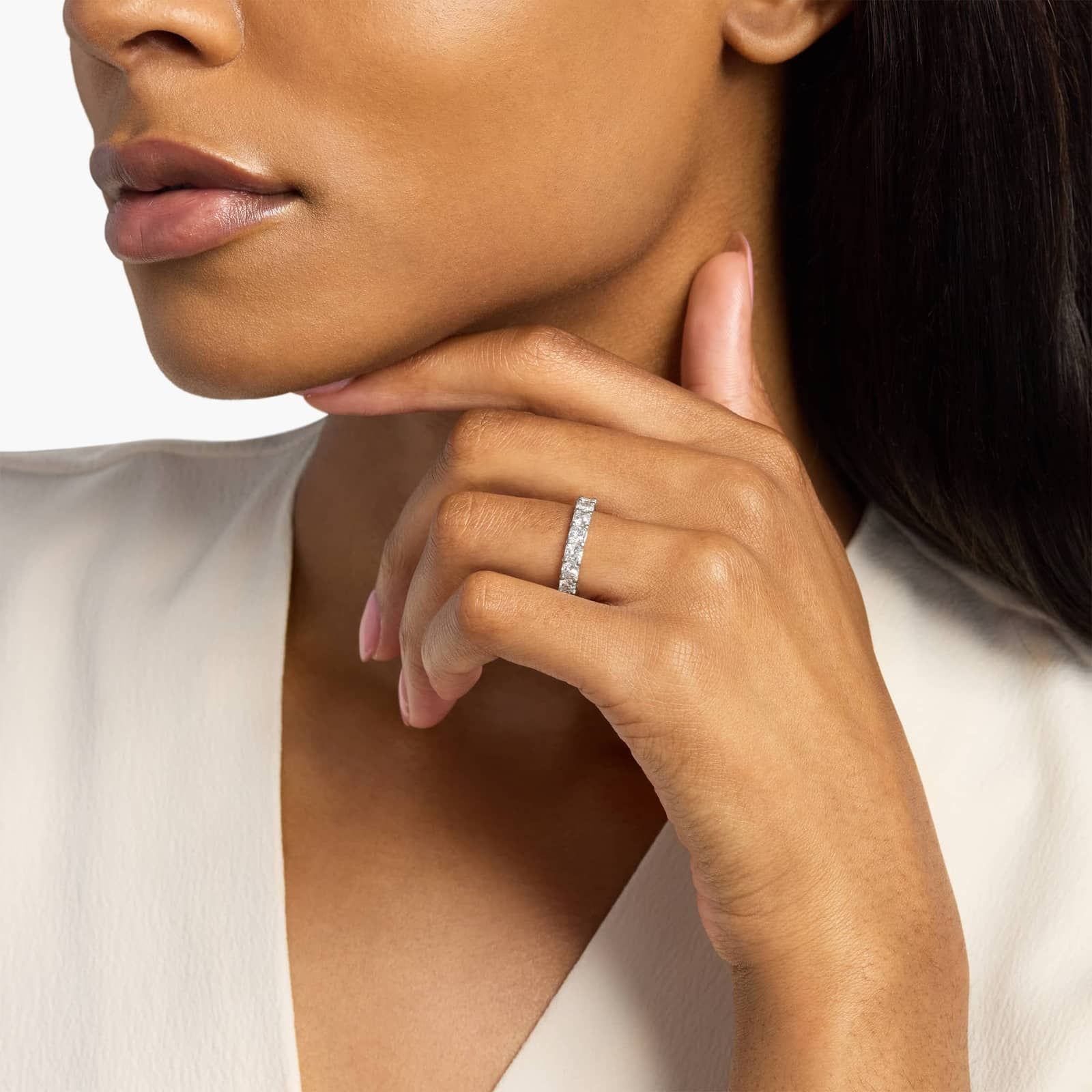 Cushion Cut Eternity Ring in Platinum (4 ct. tw.)