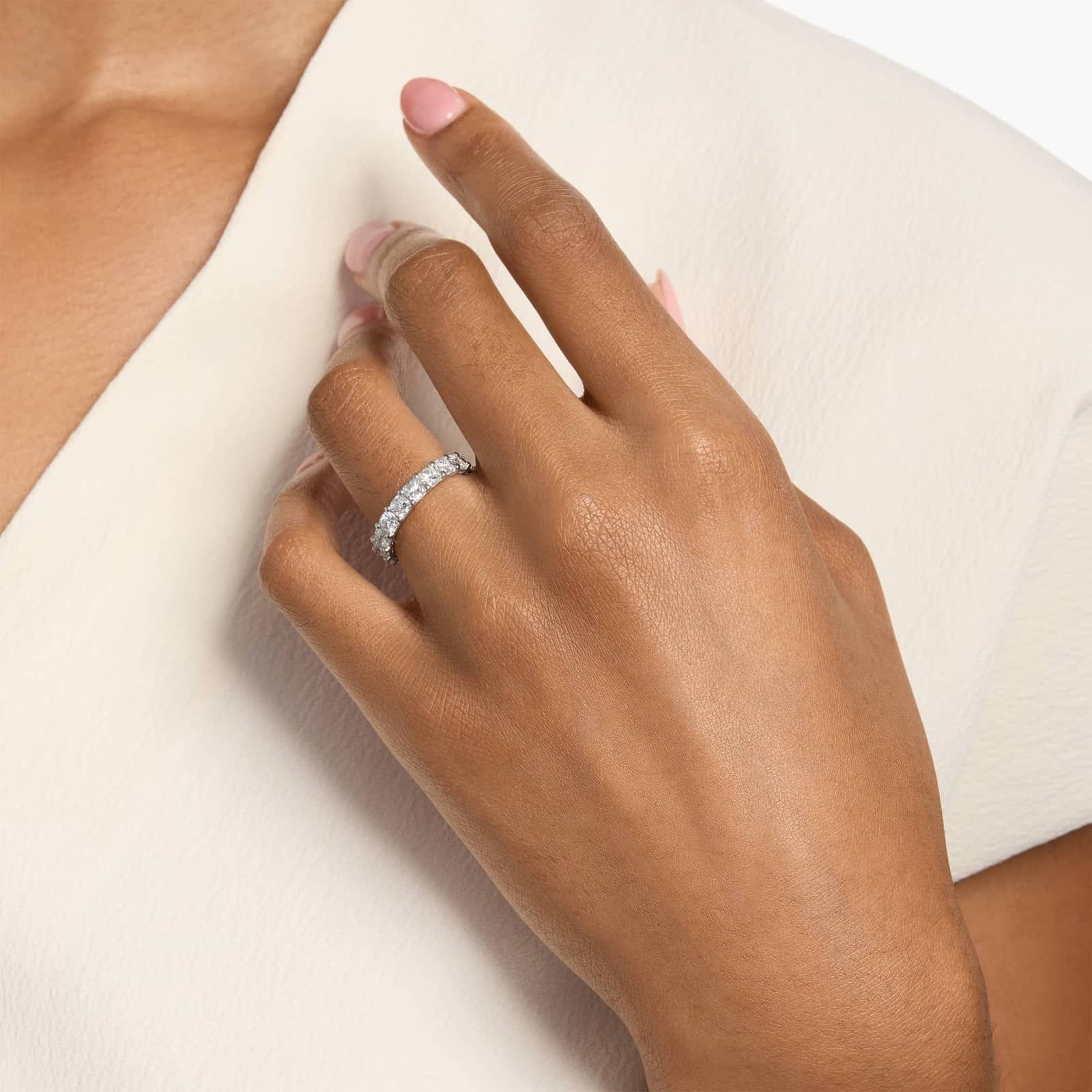 Cushion Cut Eternity Ring in Platinum (4 ct. tw.)