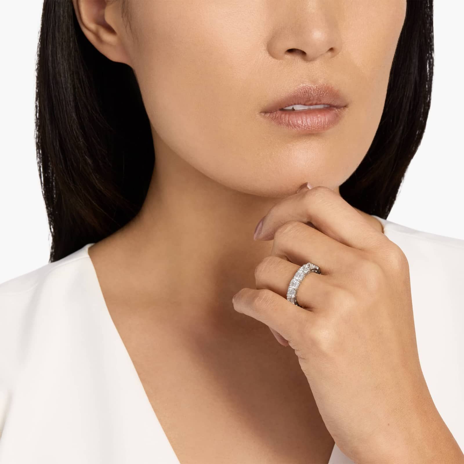 Cushion Cut Eternity Ring in Platinum (7 ct. tw.)