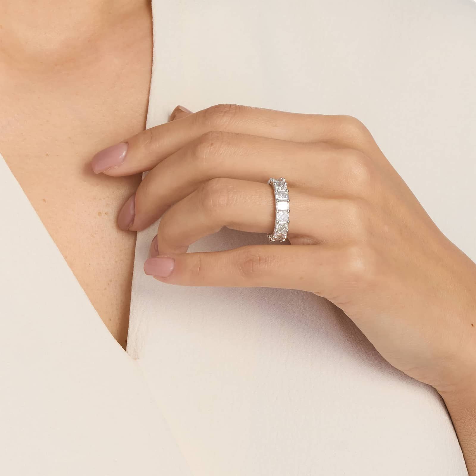 Radiant Cut Eternity Ring in Platinum (7 ct. tw.)