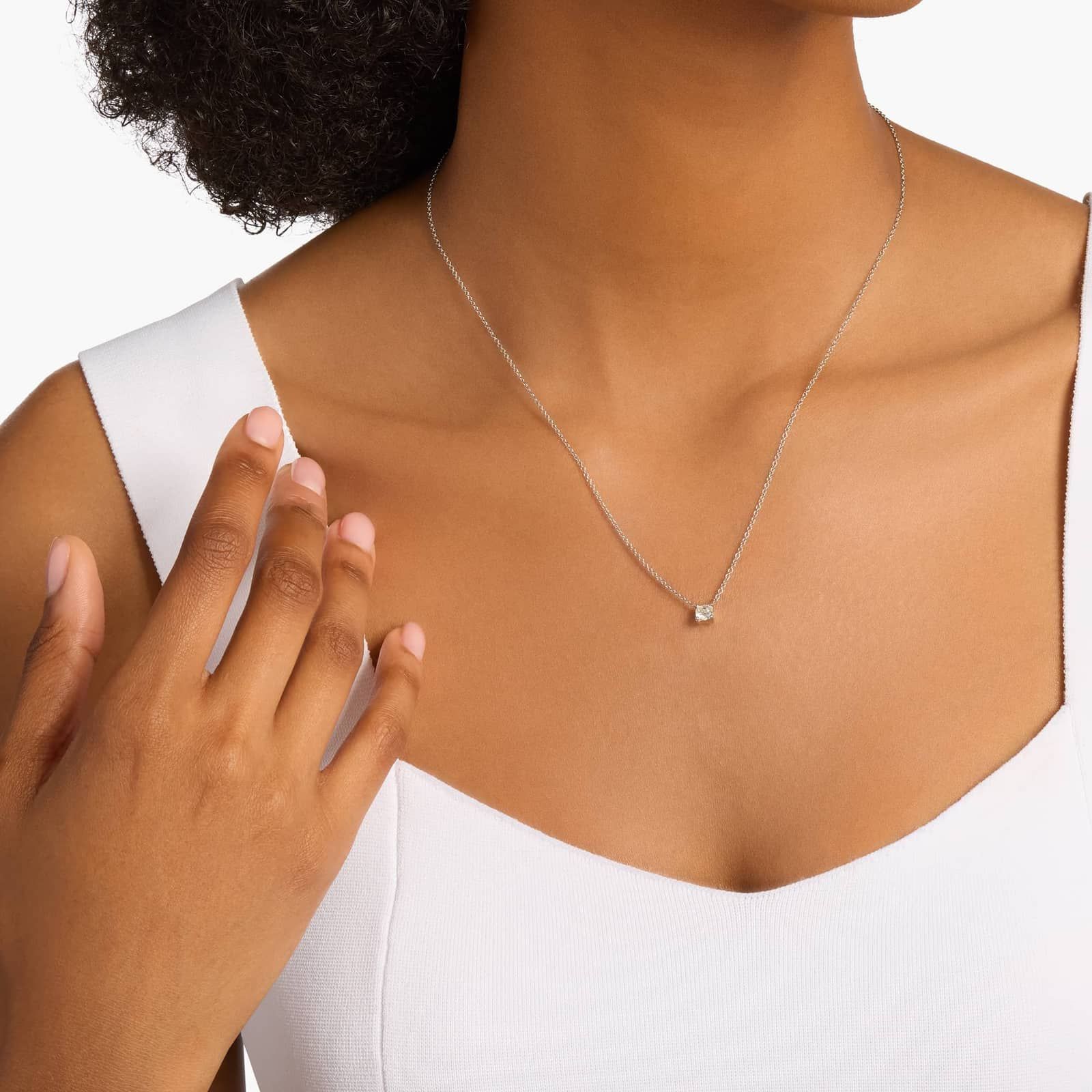 Cushion Cut Diamond Solitaire Pendant in 14k White Gold (1/2 ct. tw.)