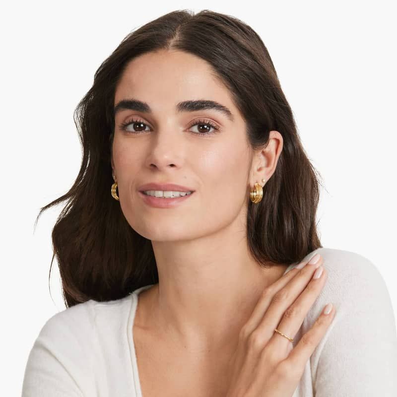 Golden Hour Textured Round Hoop Earrings In 14K Yellow Gold