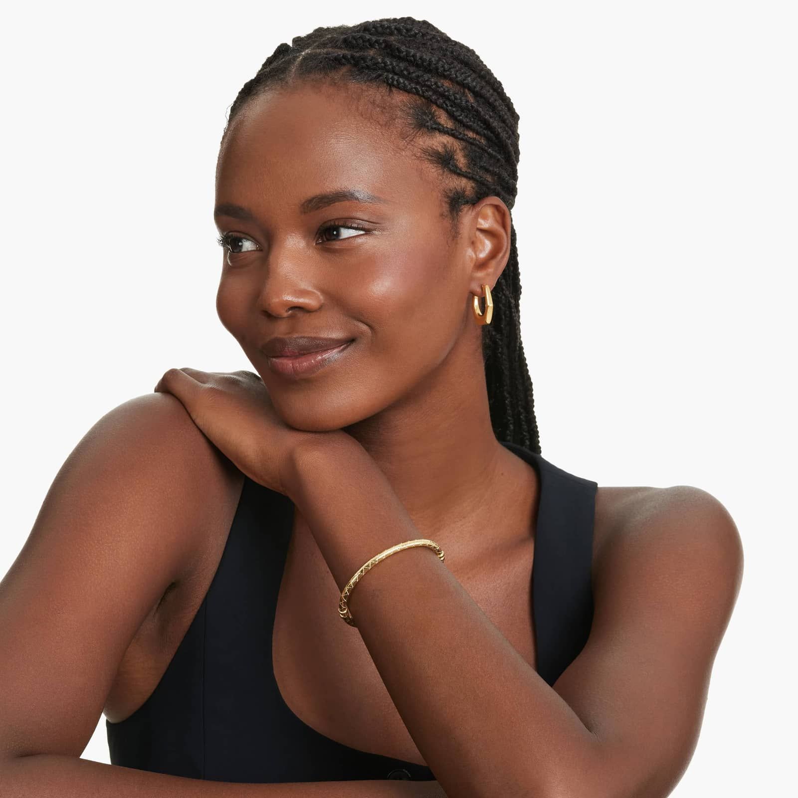 Golden Hour Geometric Hollow Hoop Earrings In 14K Yellow Gold