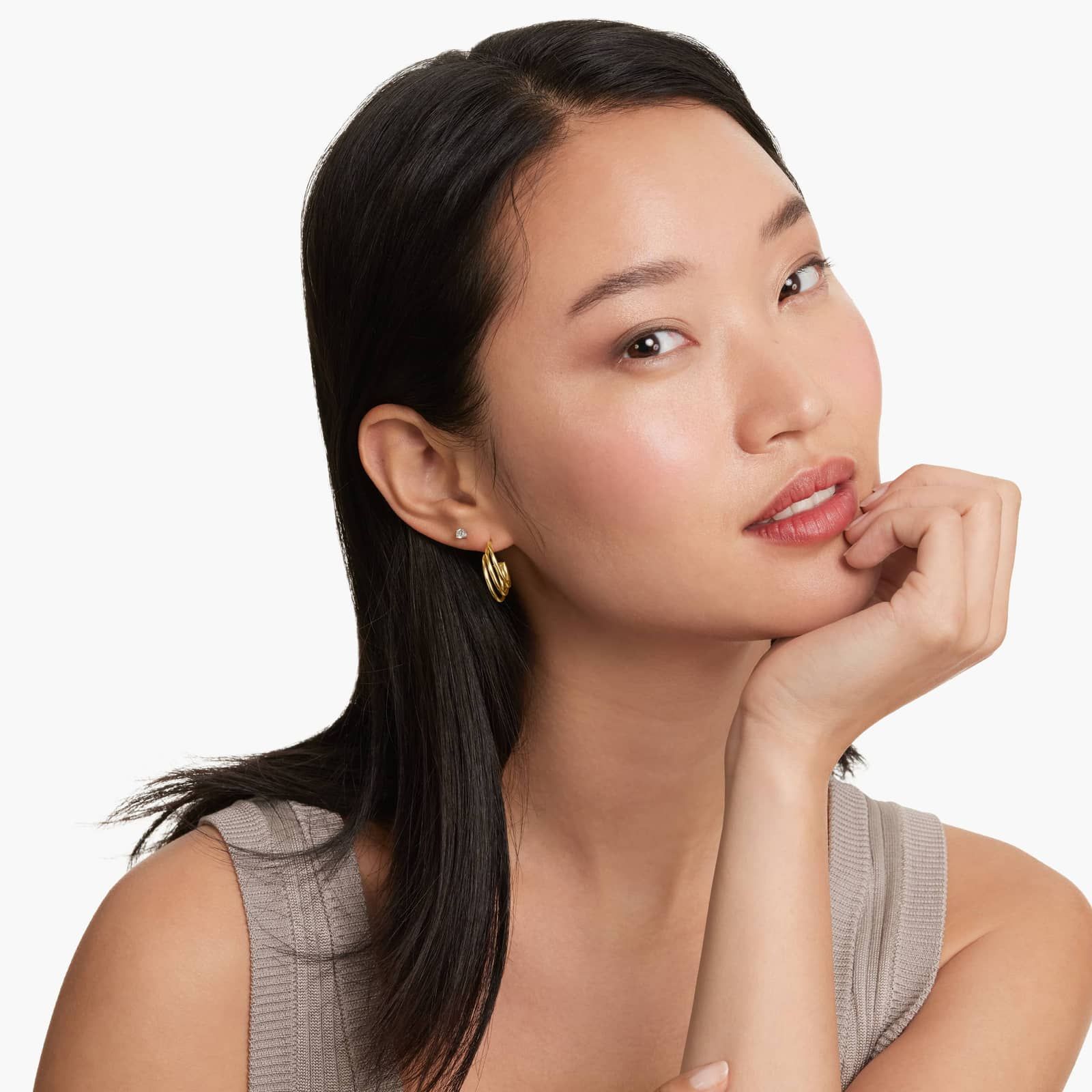 Golden Hour Triple J-Hoop Earrings In 14K Yellow Gold