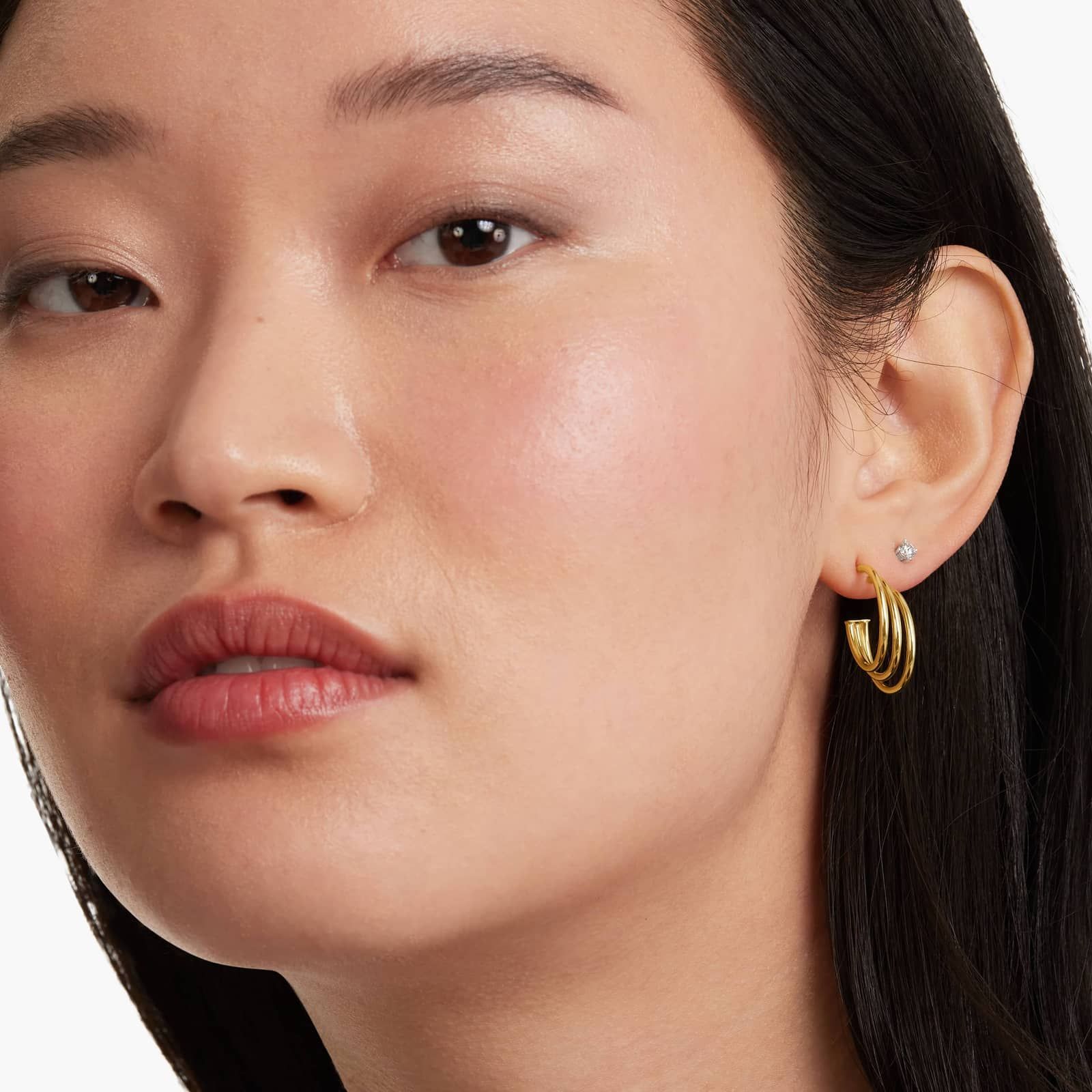 Golden Hour Triple J-Hoop Earrings In 14K Yellow Gold