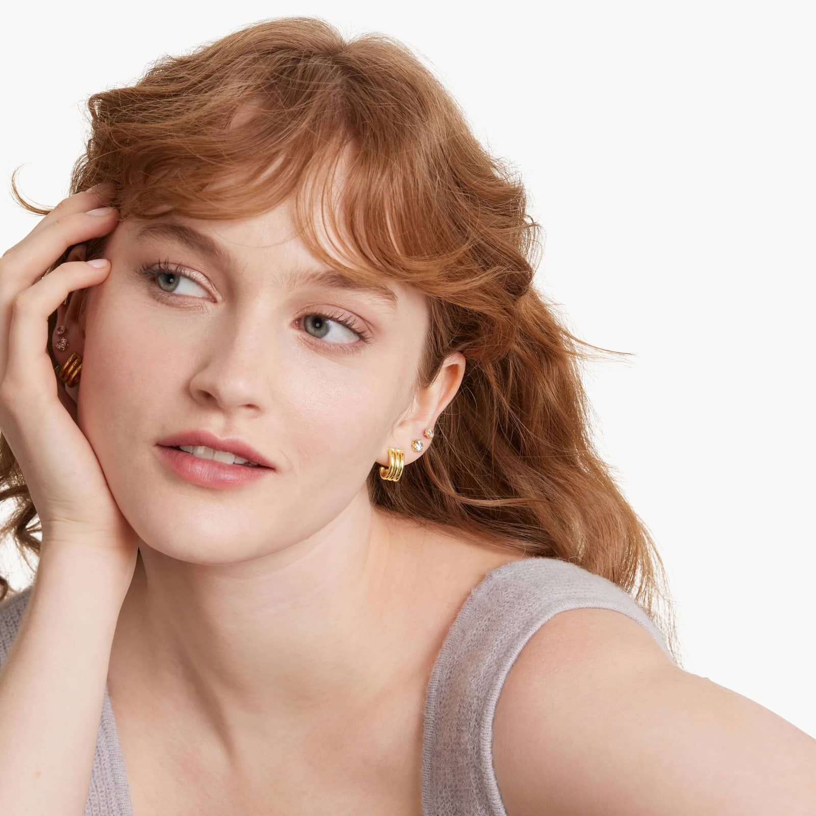 Golden Hour Oval J-Hoop Earrings In 14K Yellow Gold