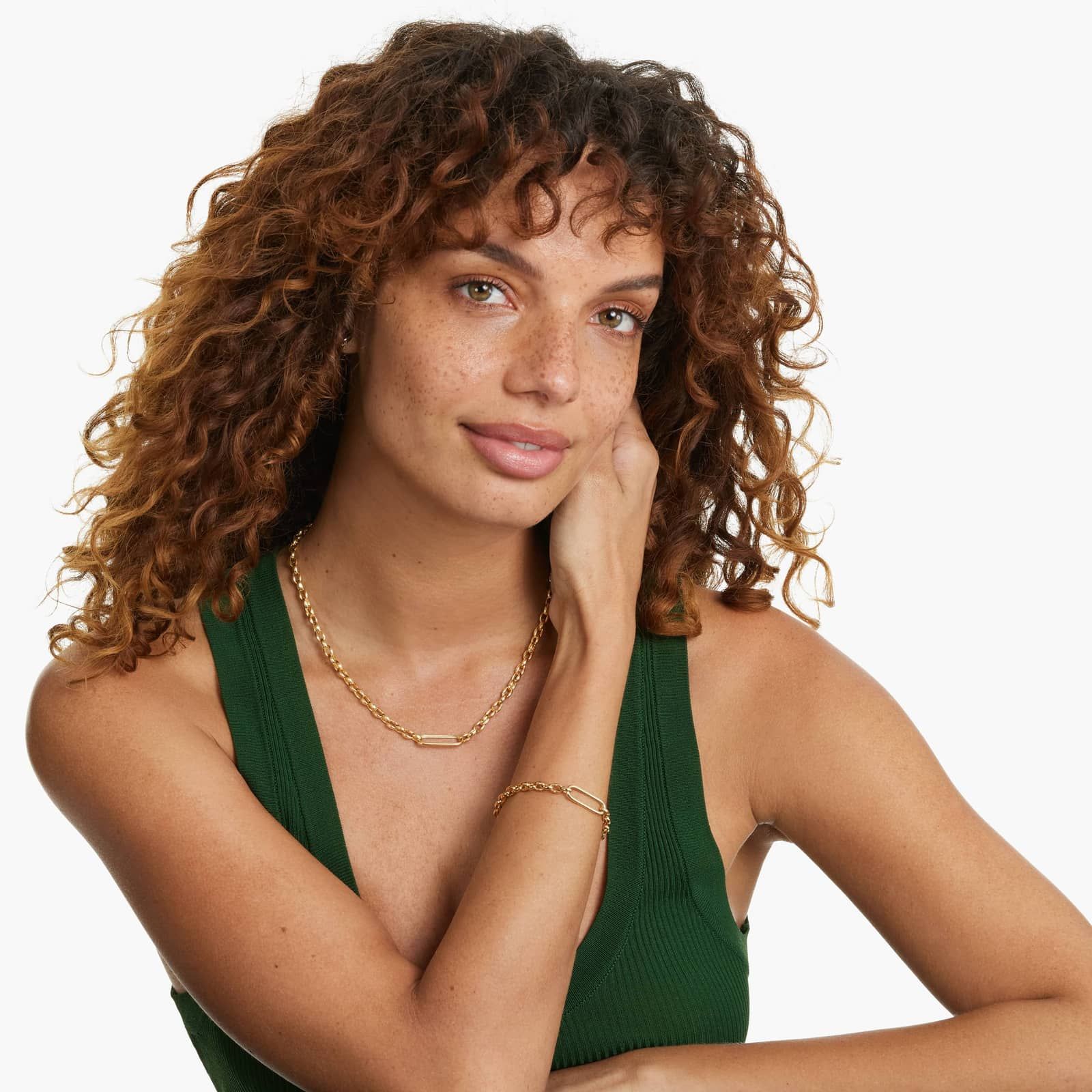 14K Yellow Gold Golden Hour Fancy Elongated Oval Link Paperclip Necklace