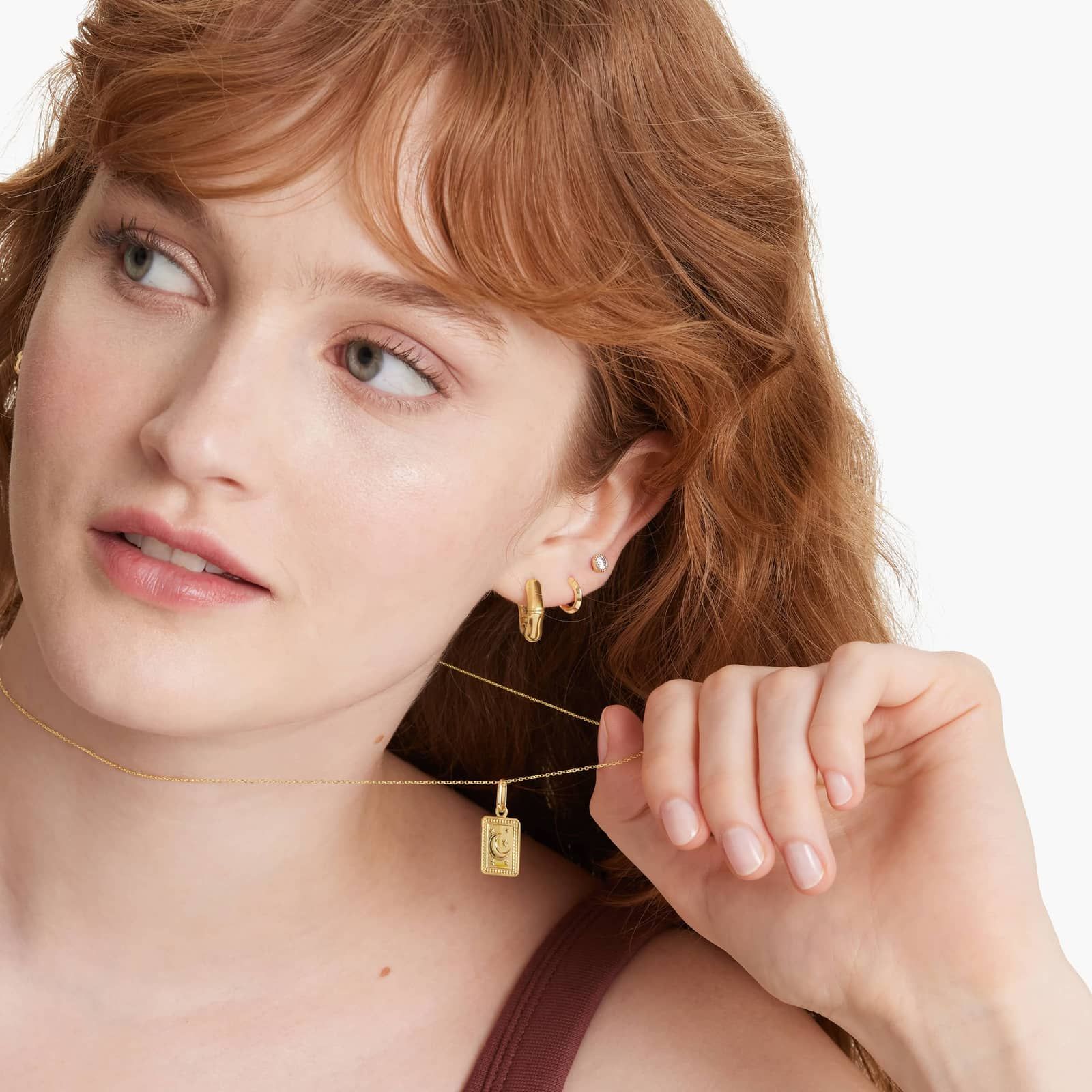 Golden Hour Bamboo Huggie Hoop Earrings In 14K Yellow Gold