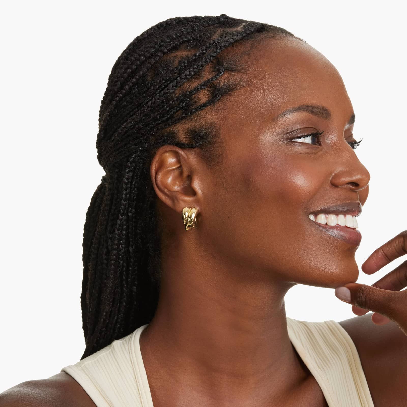 Golden Hour Crossover Hoop Earrings In 14K Yellow Gold