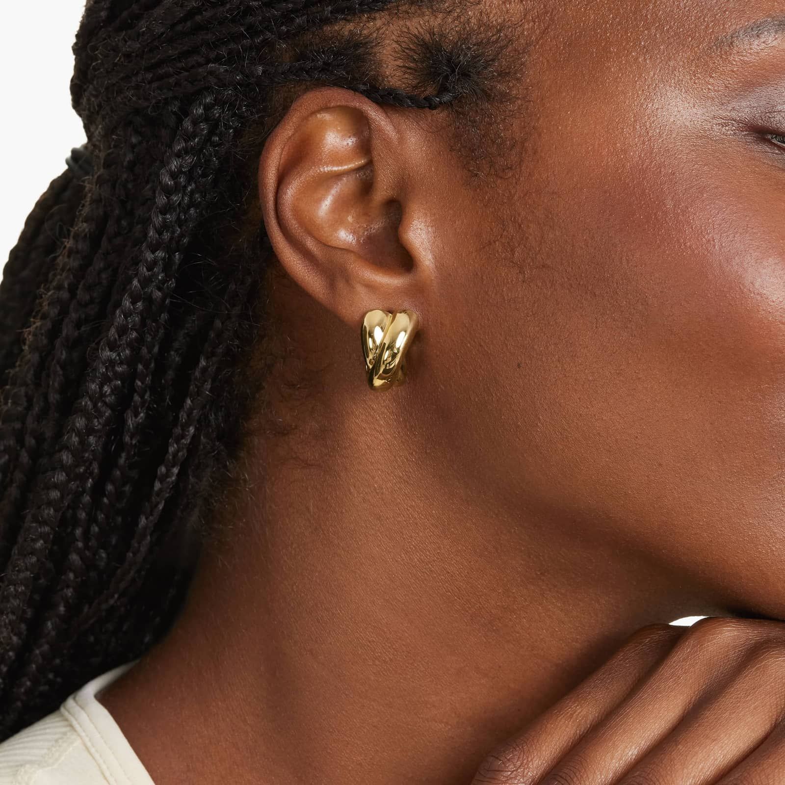 Golden Hour Crossover Hoop Earrings In 14K Yellow Gold