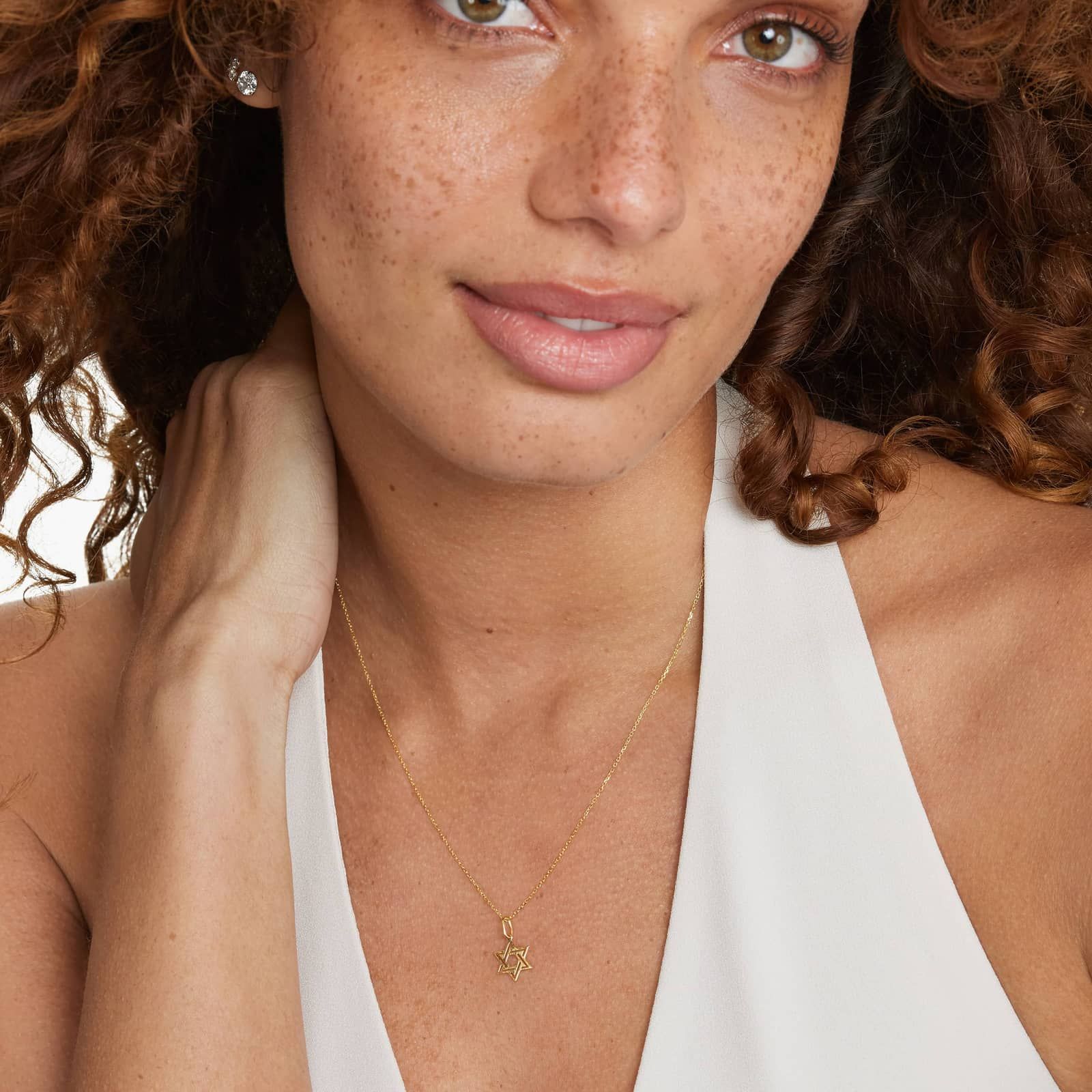 14K Yellow Gold Classic Star of David Pendant Necklace