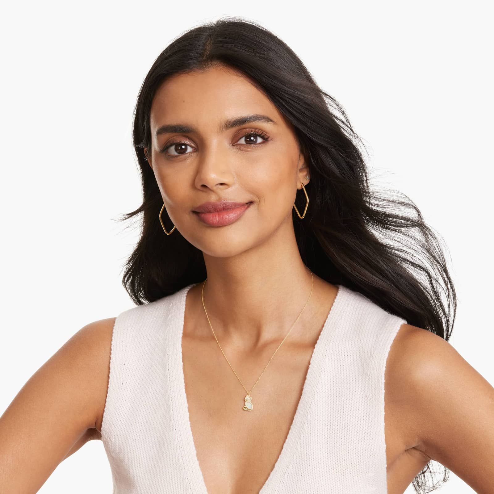 Golden Hour Diamond Shape Hoop Earrings In 14K Yellow Gold