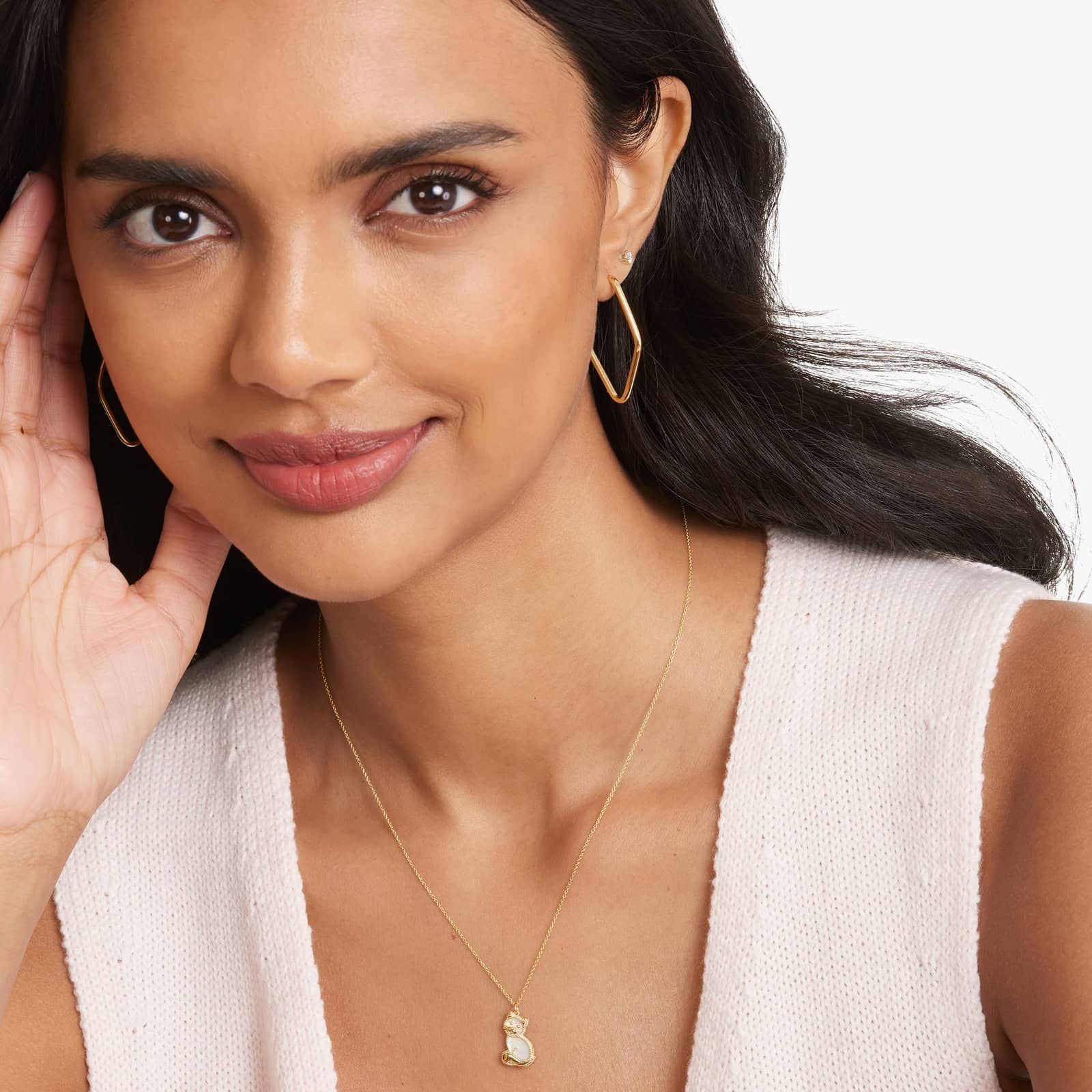 Golden Hour Diamond Shape Hoop Earrings In 14K Yellow Gold