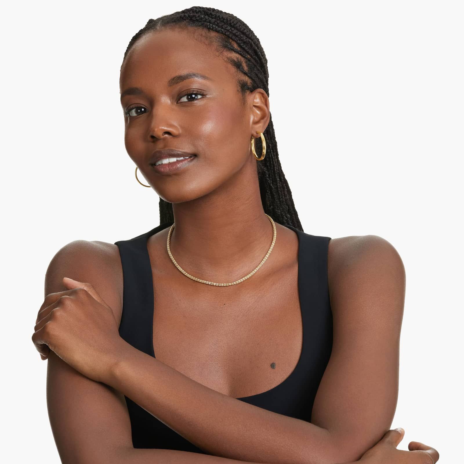 14K Yellow Gold Two Tone Faceted Necklace