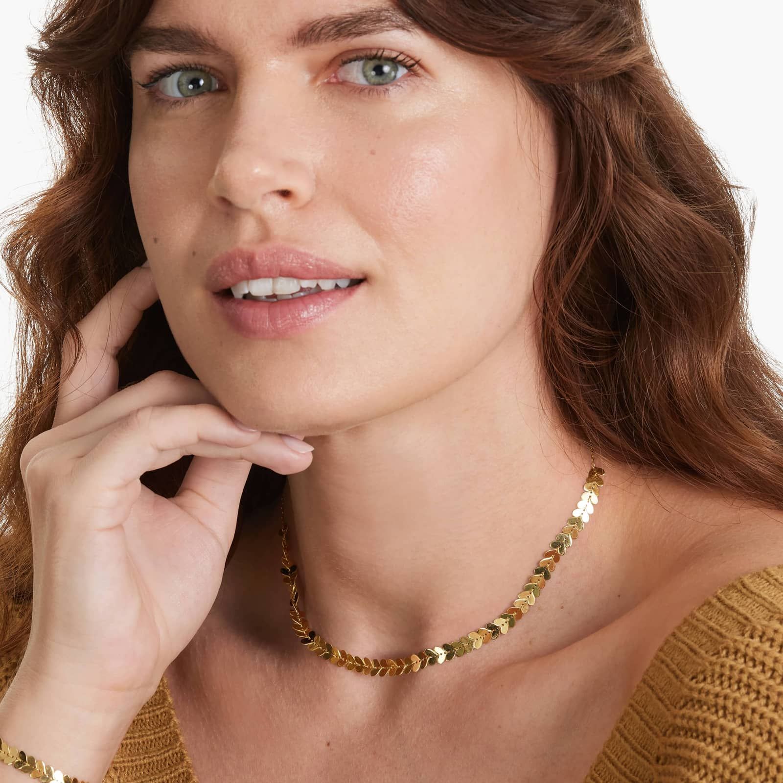 14K Yellow Gold Polished Heart Link Necklace