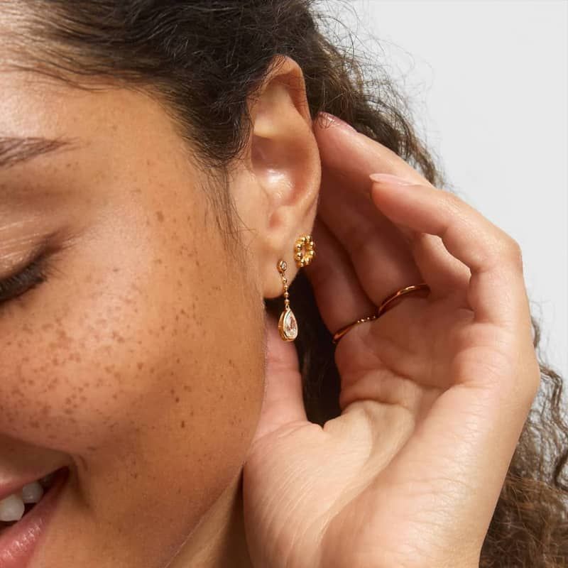 Bead Circle Stud Earrings In 14K Yellow Gold