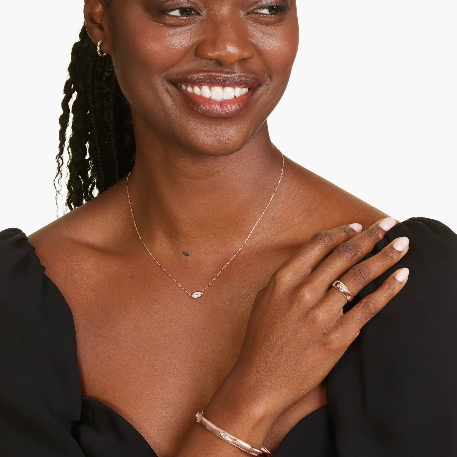 Fancy Bezel Marquise Cut Lab-Grown Diamond Ring In 14K Rose Gold