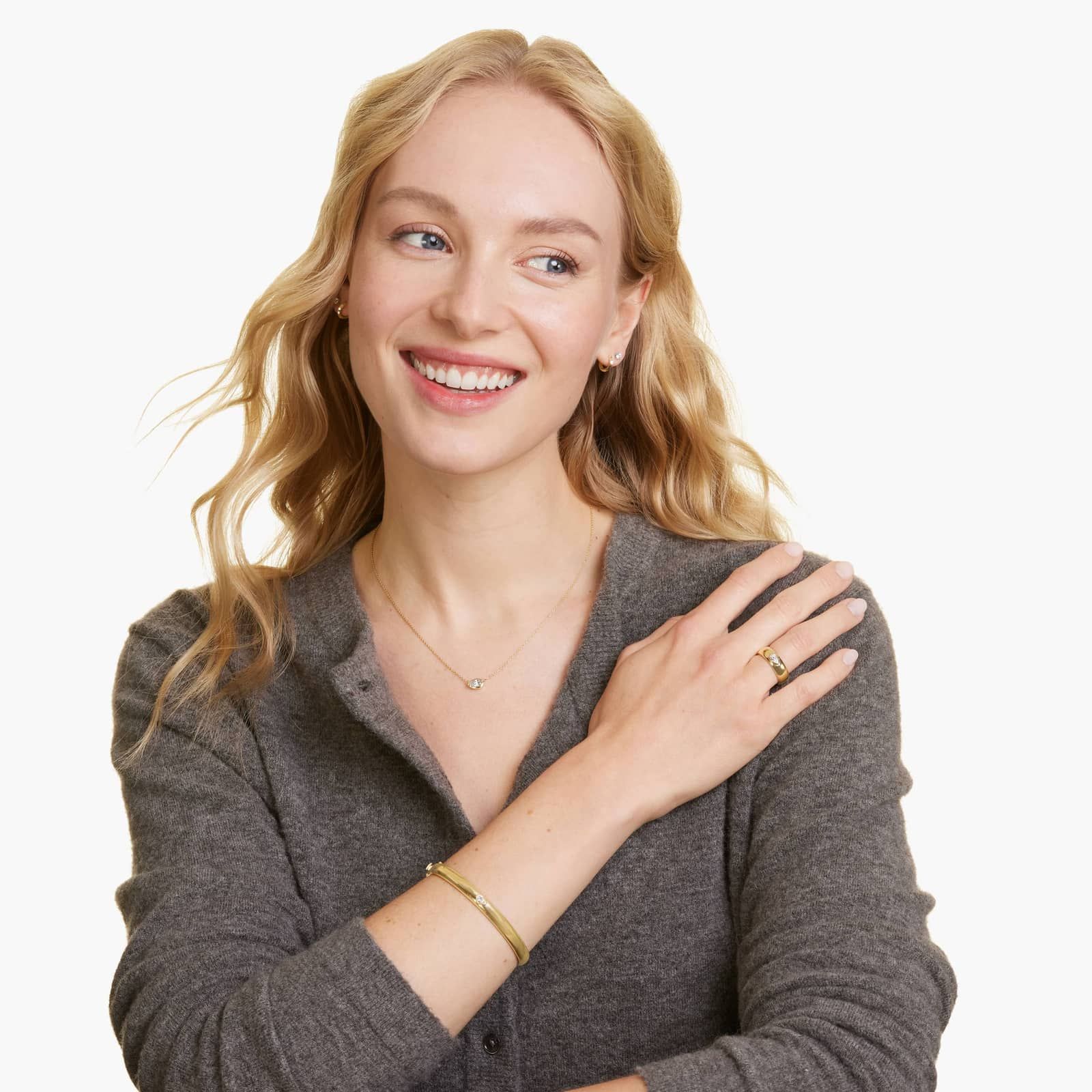 14K Yellow Gold Fancy Bezels Lab Grown Pear Diamond Bangle Bracelet