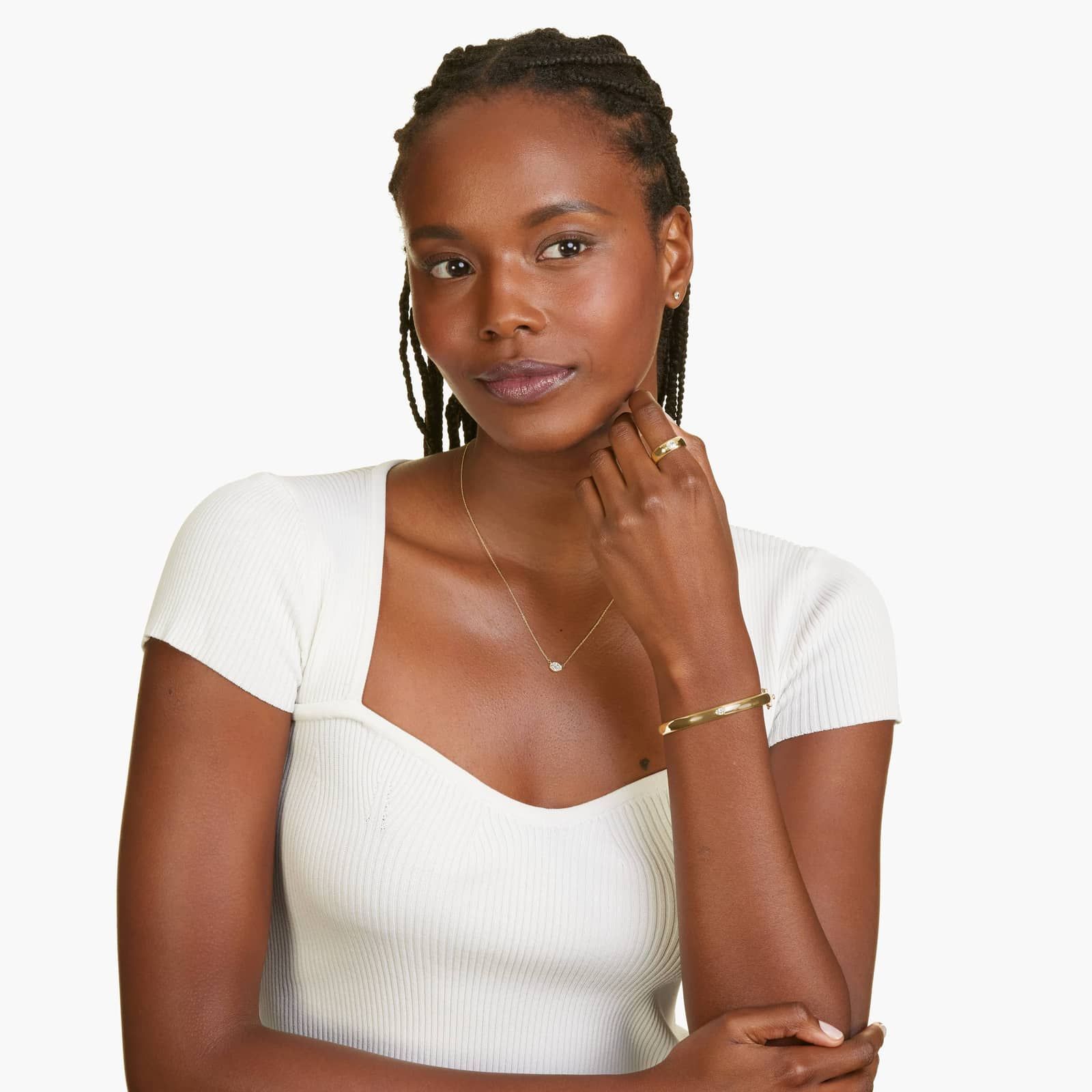 14K Yellow Gold Fancy Bezels Lab Grown Oval Diamond Bangle Bracelet