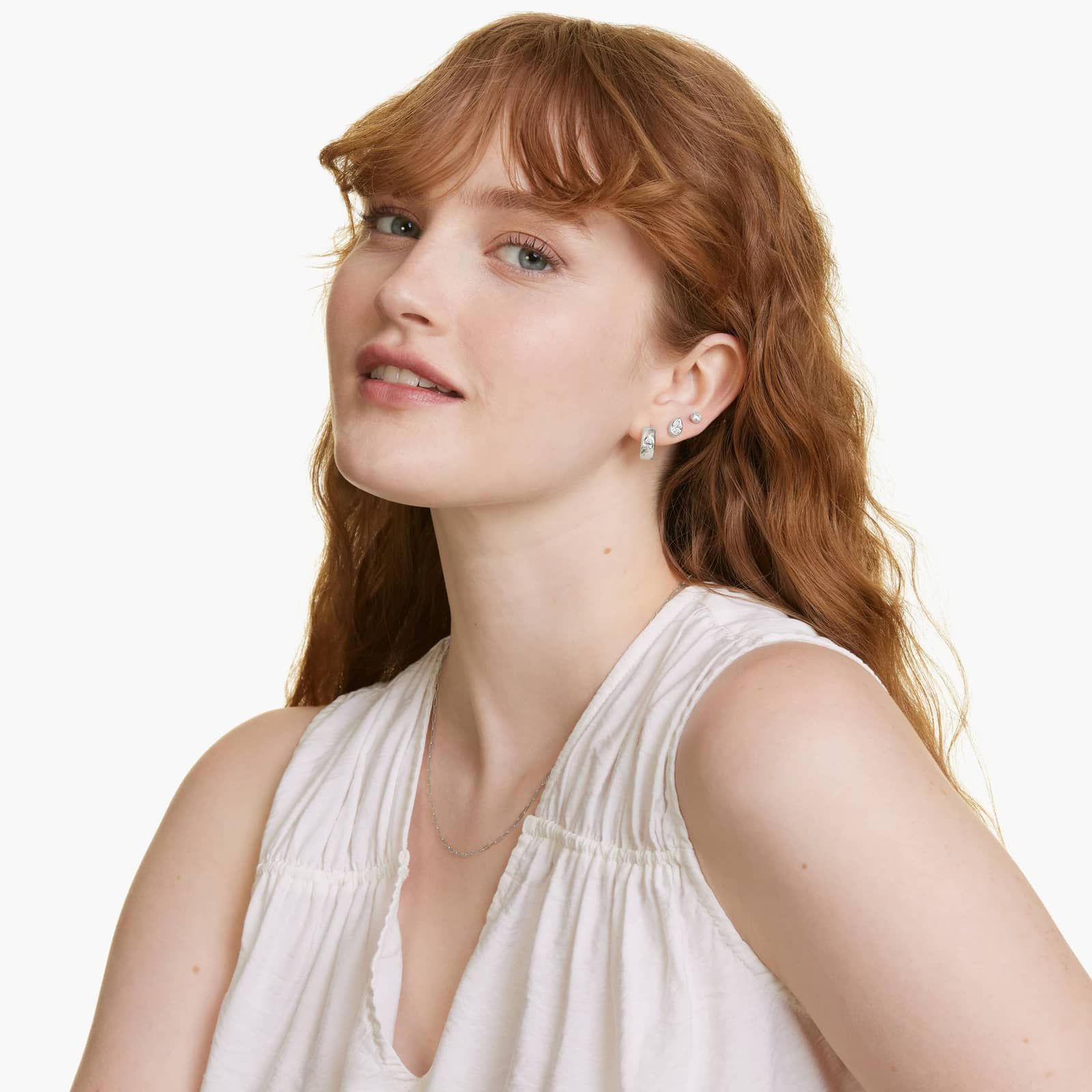 14K White Gold Fancy Bezels Lab Grown Pear Diamond Stud Earrings