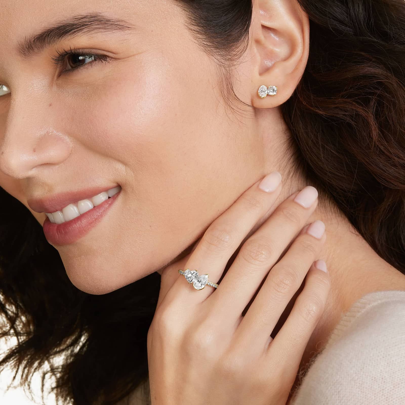 Toi et Moi Pavé Lab-Grown Diamond Ring In 14K Yellow Gold